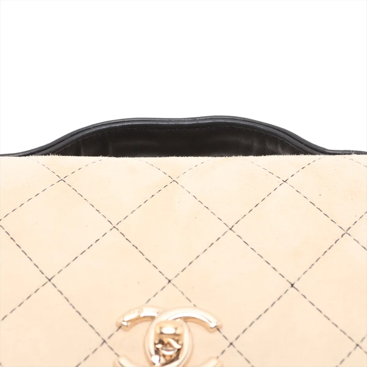 Business Affinity Suede x Leather 2-Way Handbag, Beige x Black, Gold Hardware, Item Number 23471889 (Serial Number 23) — view 6
