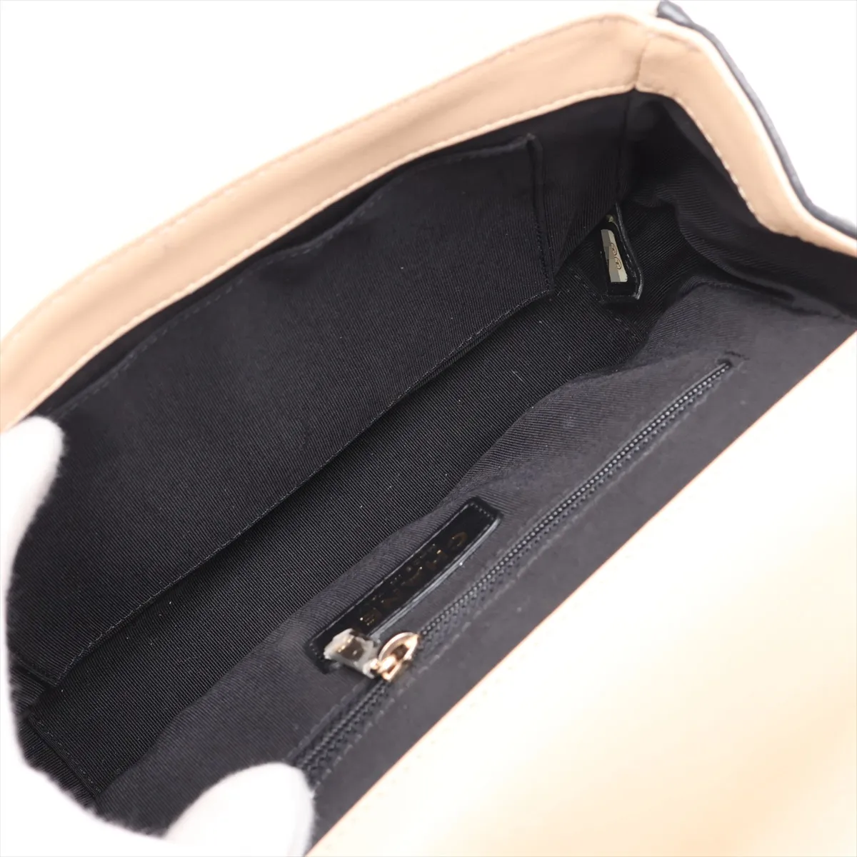 Business Affinity Suede x Leather 2-Way Handbag, Beige x Black, Gold Hardware, Item Number 23471889 (Serial Number 23) — view 8