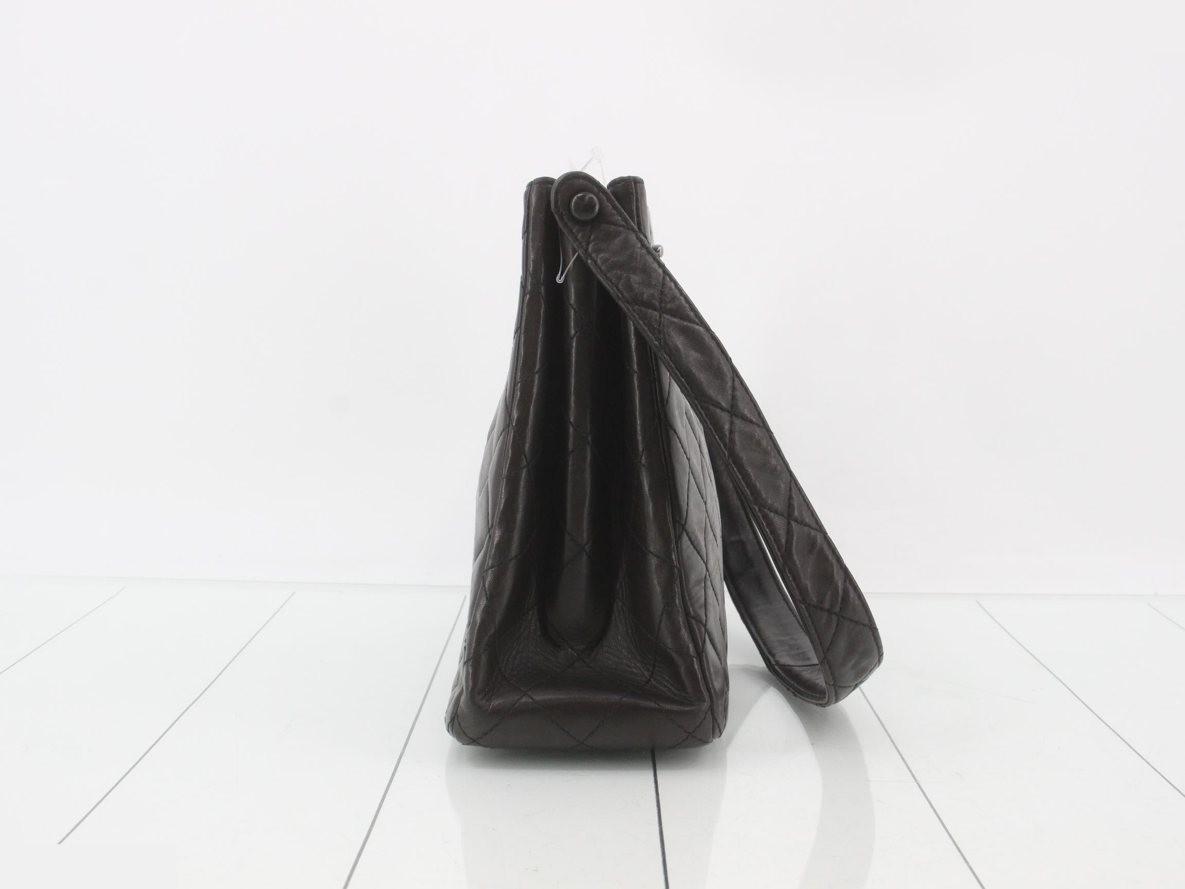 Matelassé Lambskin Shoulder Bag, Double Face, Black — view 3