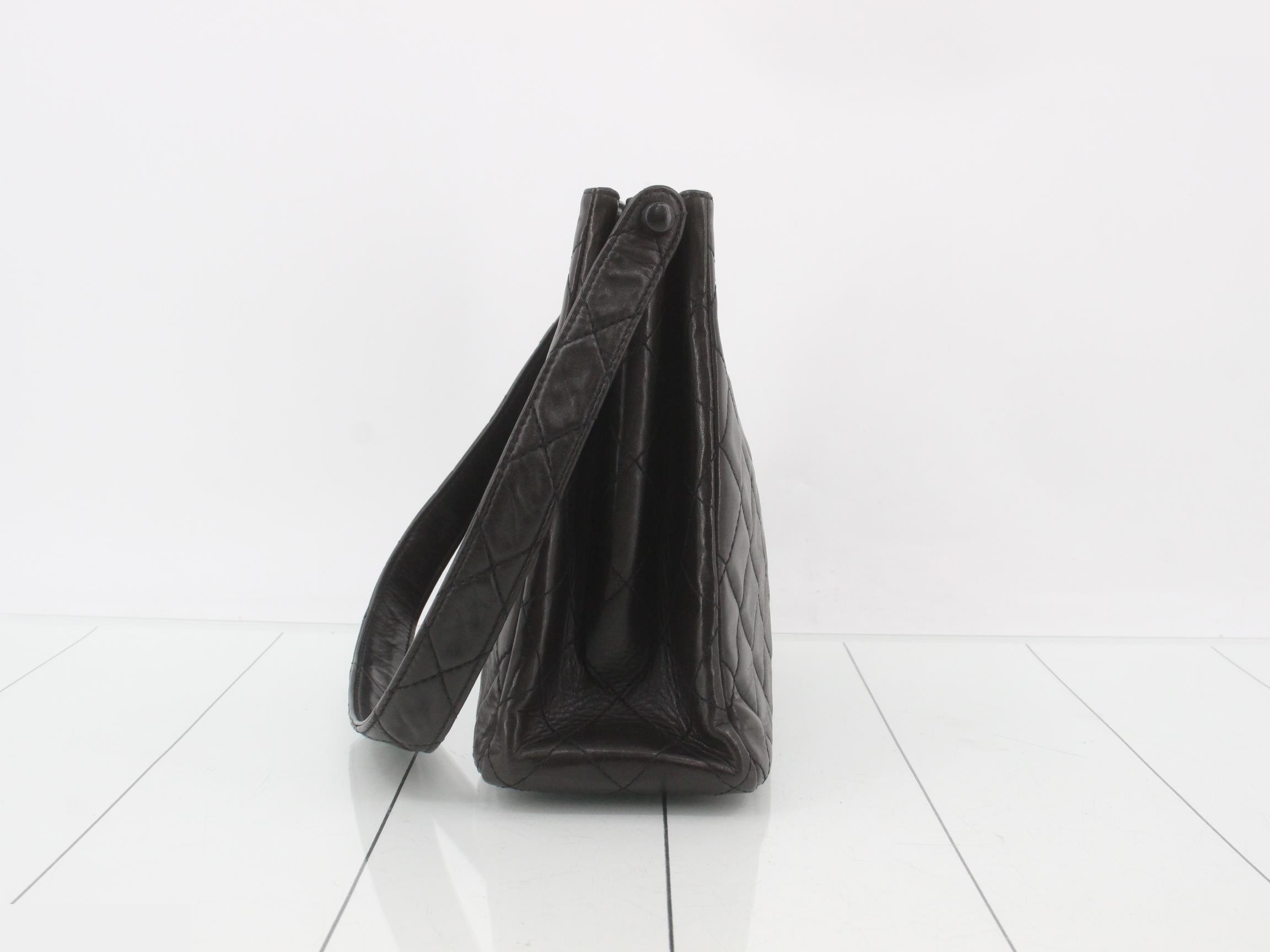 Matelassé Lambskin Shoulder Bag, Double Face, Black — view 4