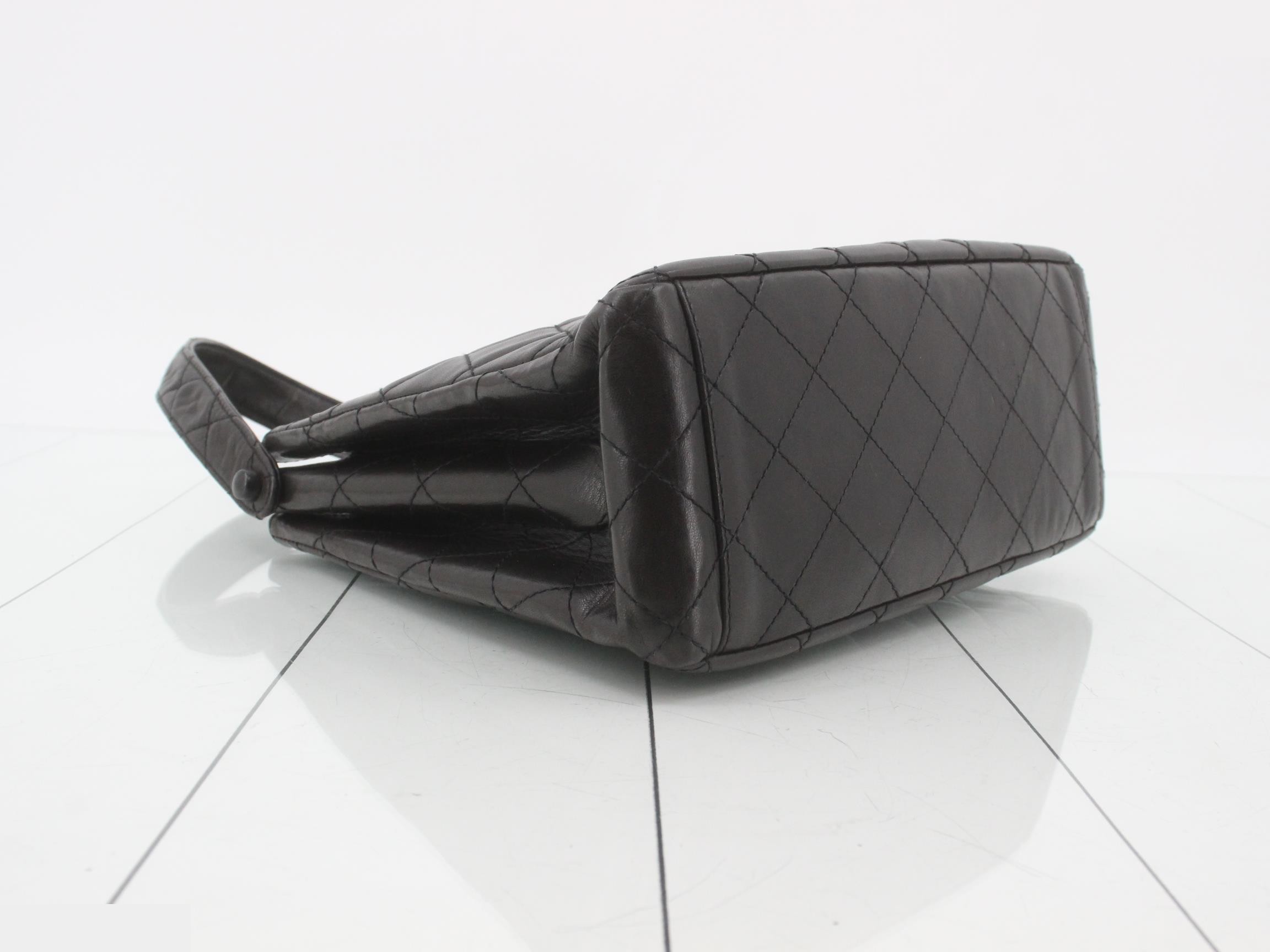 Matelassé Lambskin Shoulder Bag, Double Face, Black — view 5