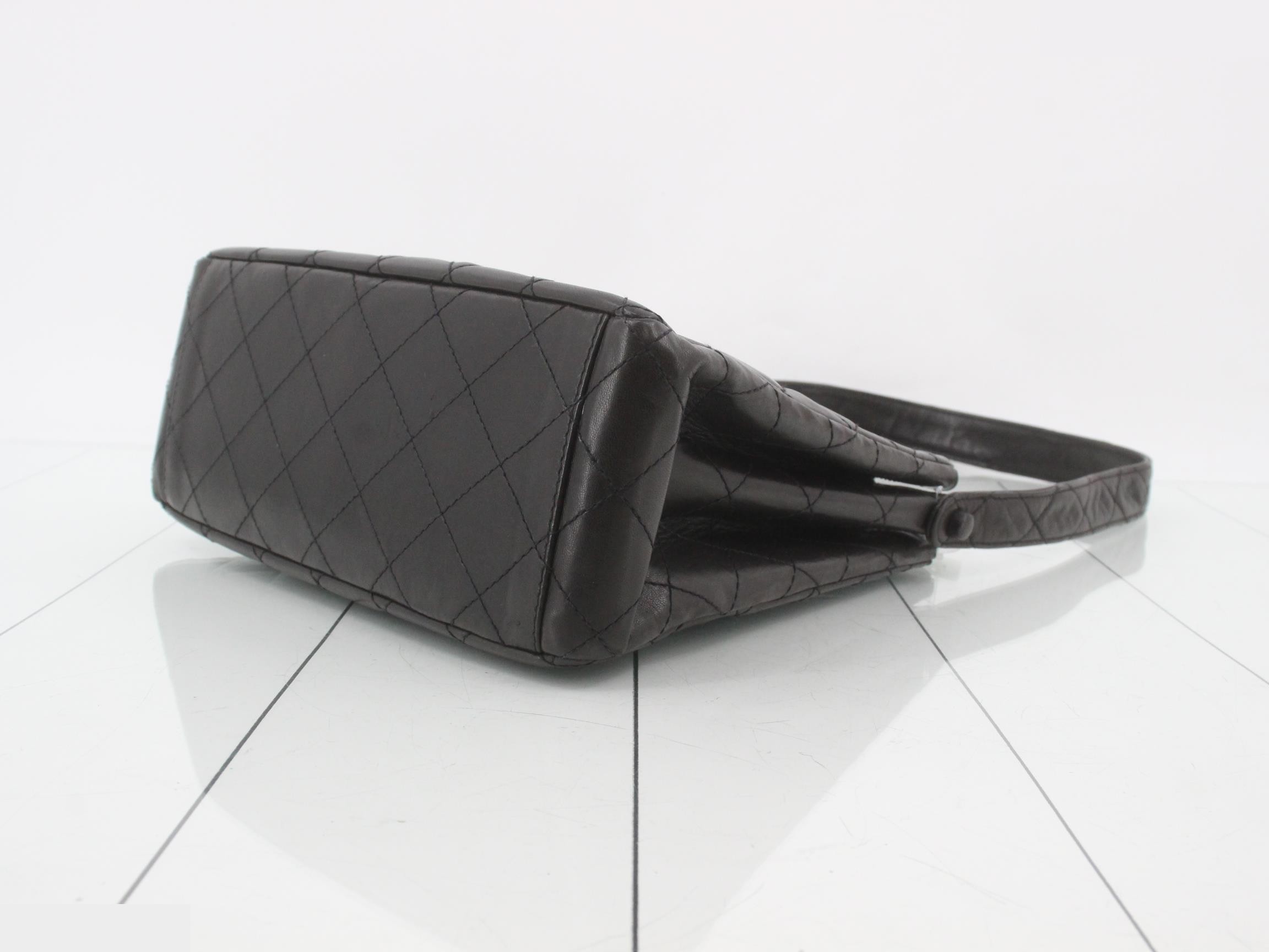 Matelassé Lambskin Shoulder Bag, Double Face, Black — view 6
