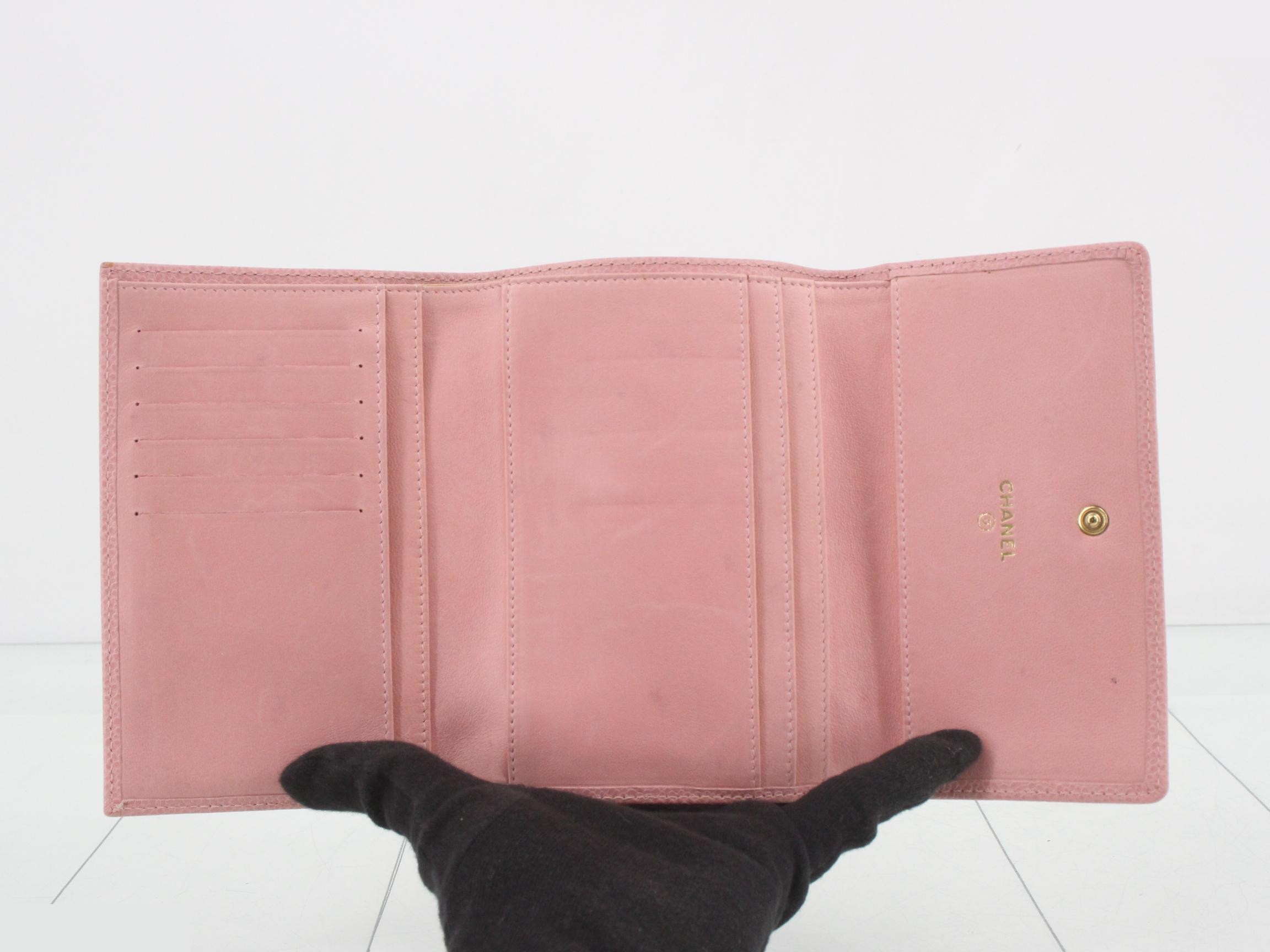 Caviar leather trifold wallet with Coco Mark, serial number 9. — view 4