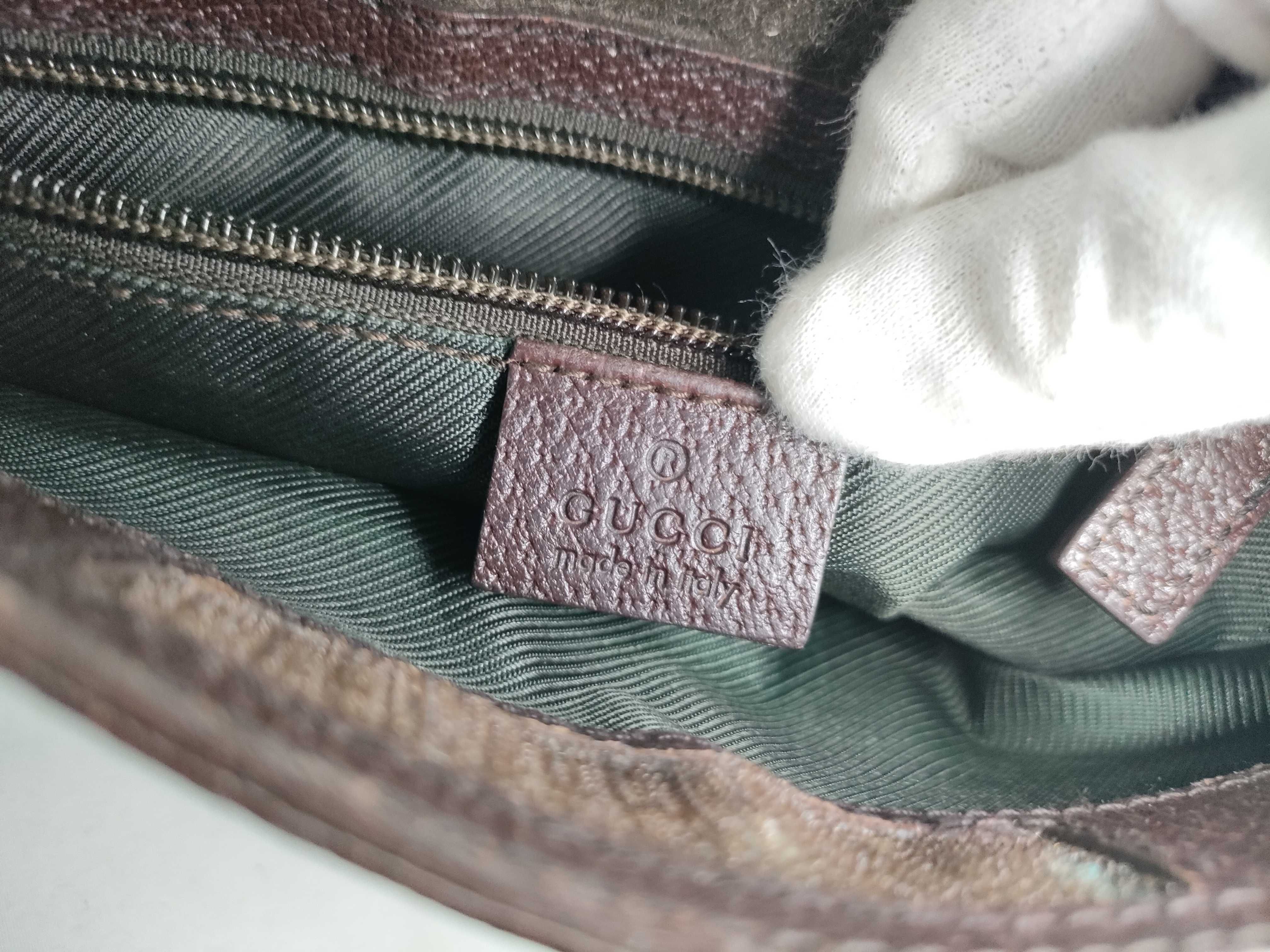 GG Canvas Shoulder Bag - Gucci Shoulder Bag GG Canvas Leather Logo Plate Beige Shoulder Bag — view 12