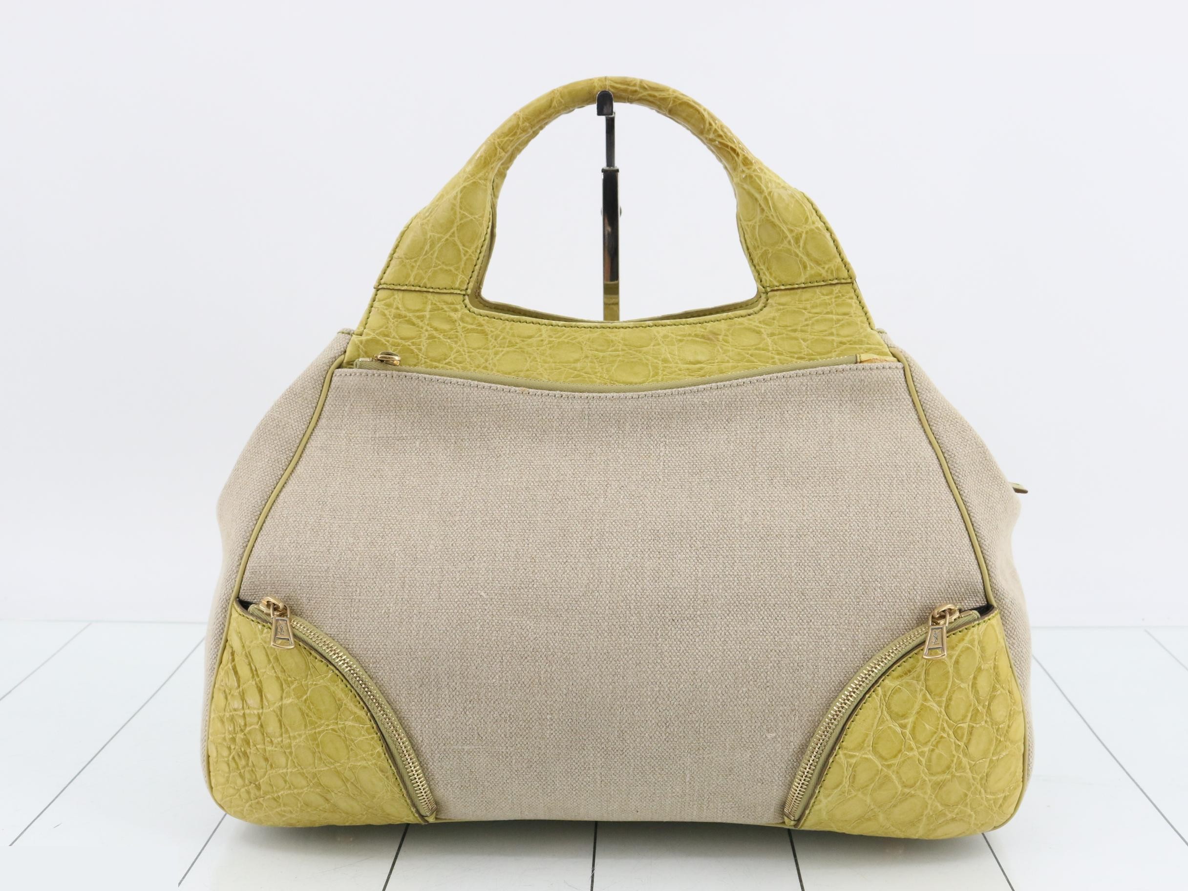 Leather and canvas combination handbag, with dust bag. — view 2