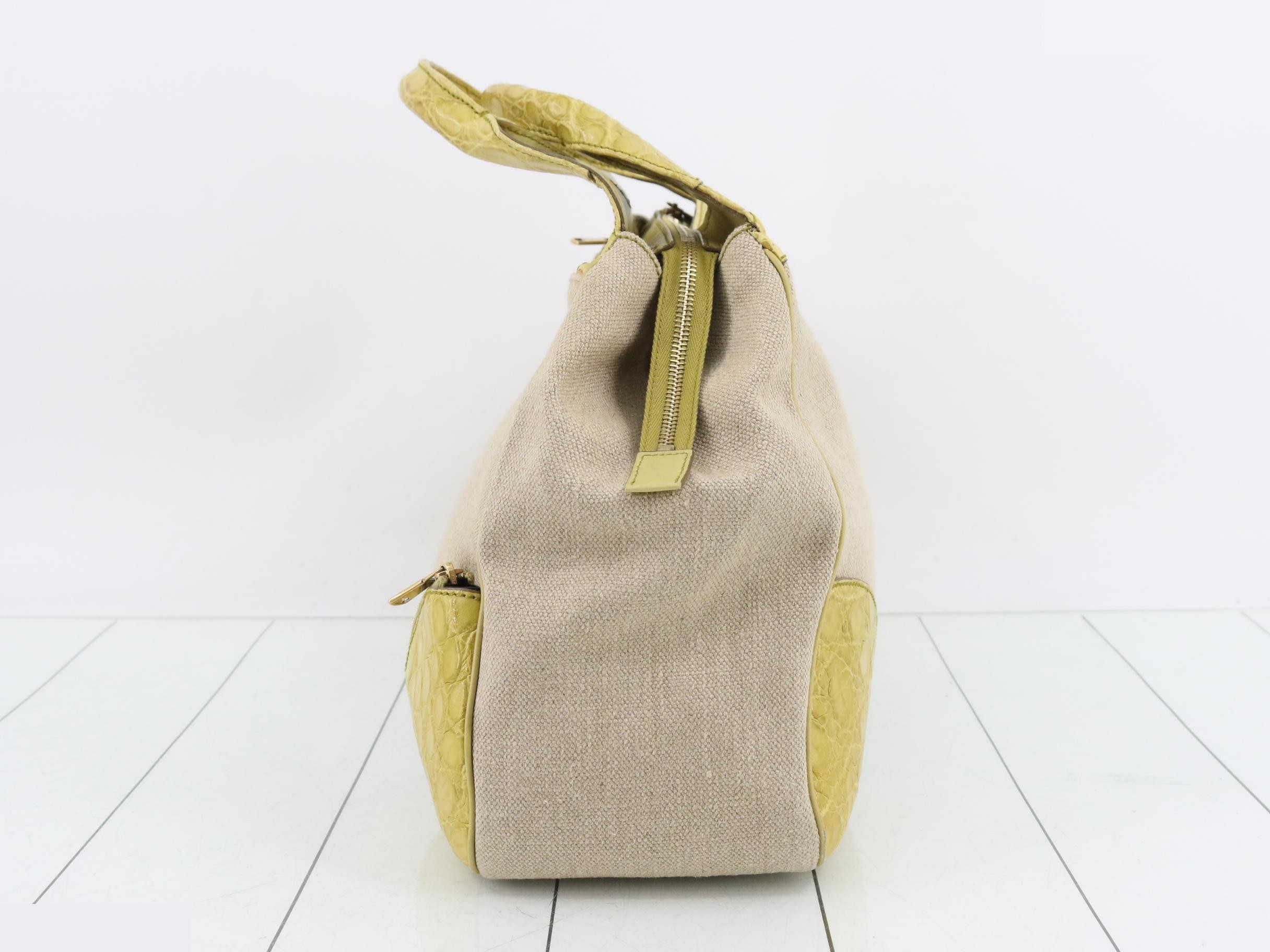 Leather and canvas combination handbag, with dust bag. — view 4