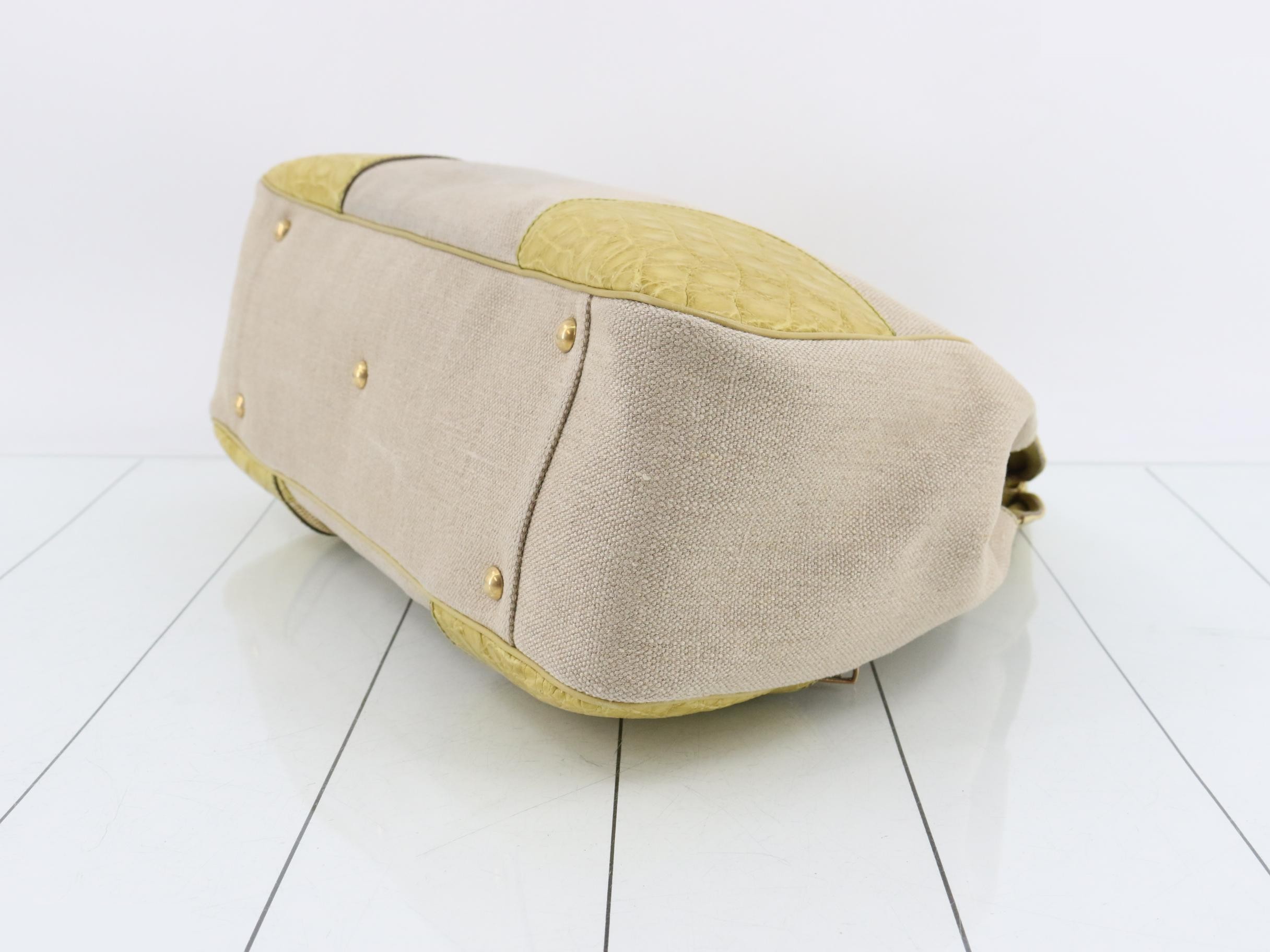 Leather and canvas combination handbag, with dust bag. — view 6