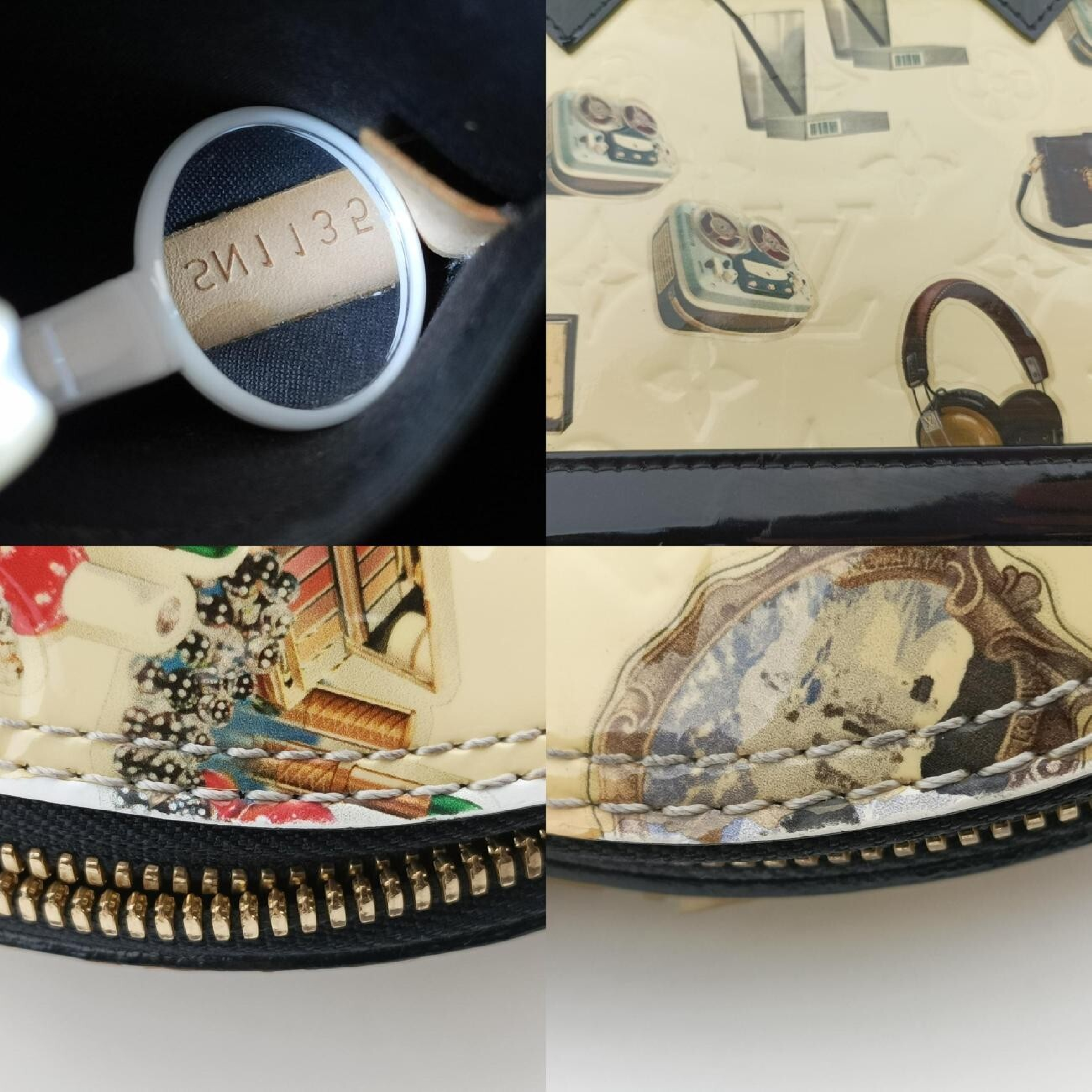 Stickers Alma BB Ivory x Black x Multi Vernis M50419 SN1135 Shoulder Bag — view 8