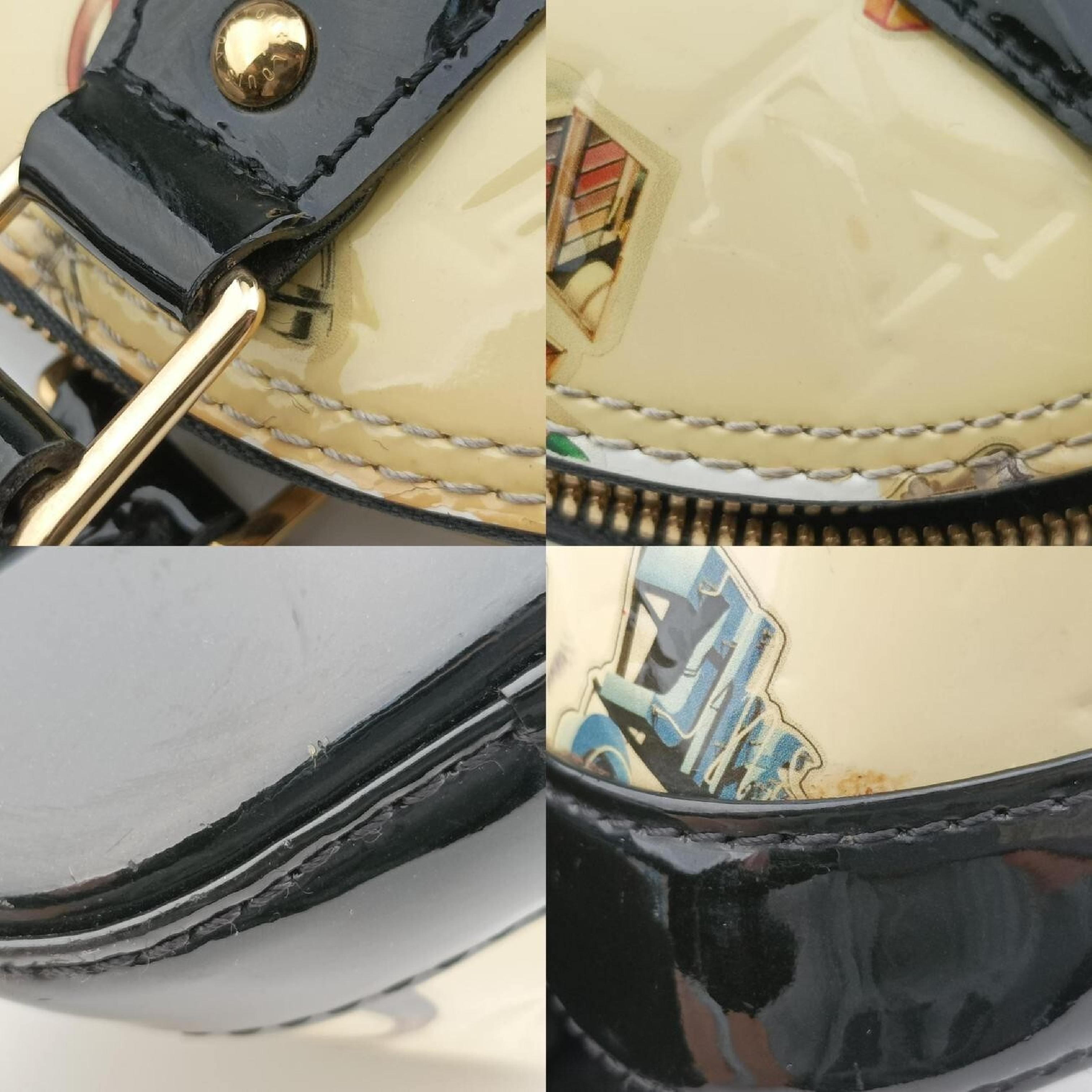 Stickers Alma BB Ivory x Black x Multi Vernis M50419 SN1135 Shoulder Bag — view 9