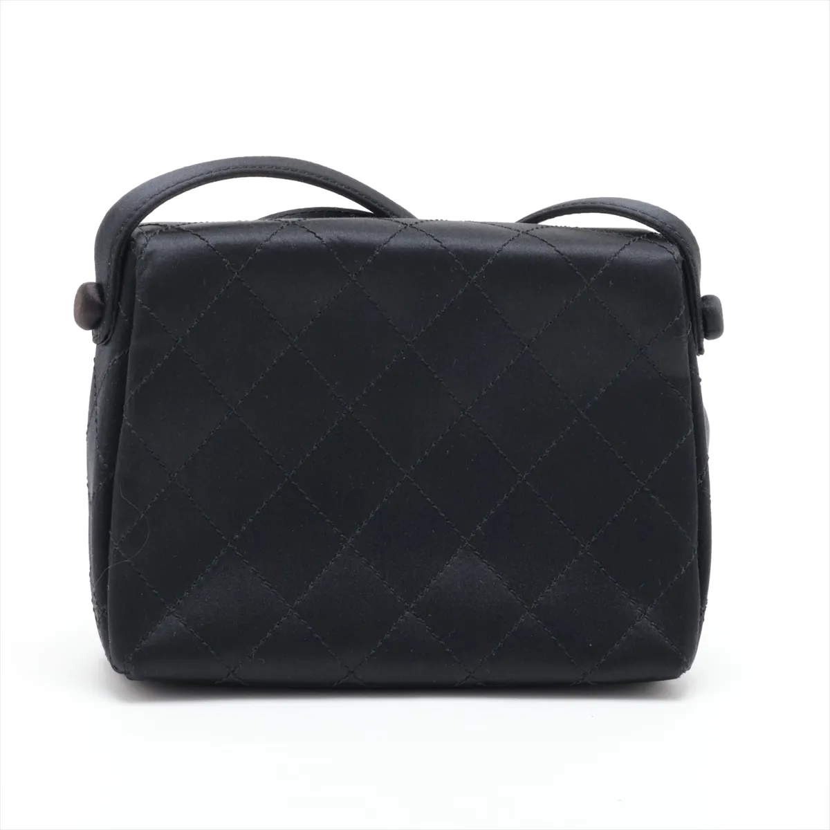 Matelassé Satin Shoulder Bag, Black with Silver Hardware, 5768612, Series 5 — view 2