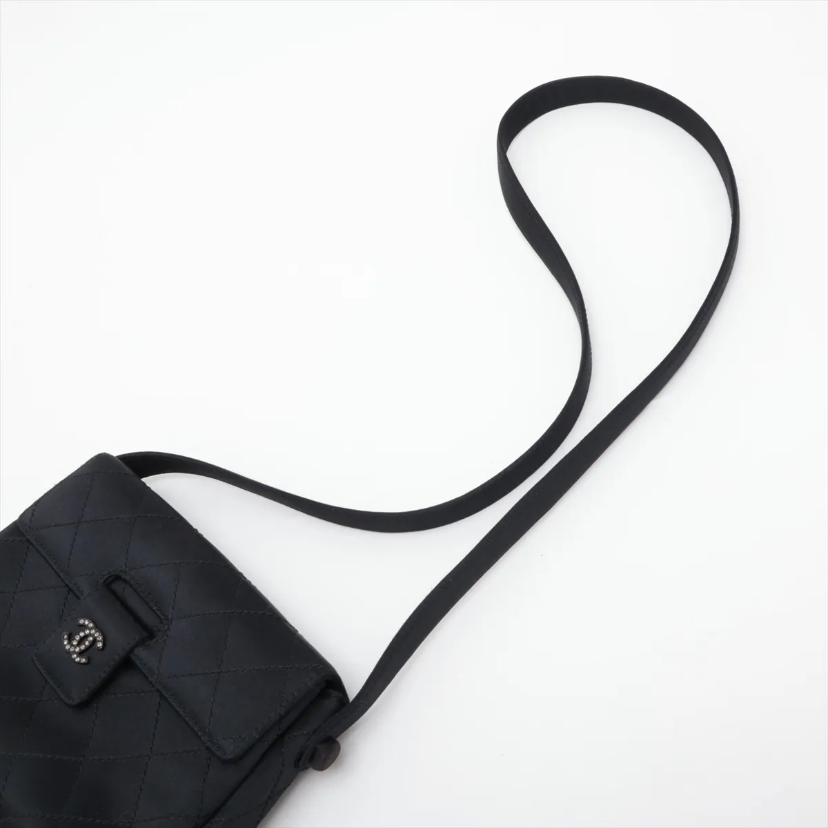 Matelassé Satin Shoulder Bag, Black with Silver Hardware, 5768612, Series 5 — view 5
