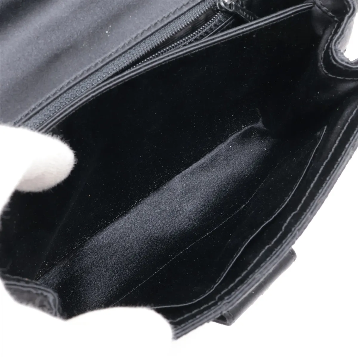 Matelassé Satin Shoulder Bag, Black with Silver Hardware, 5768612, Series 5 — view 6