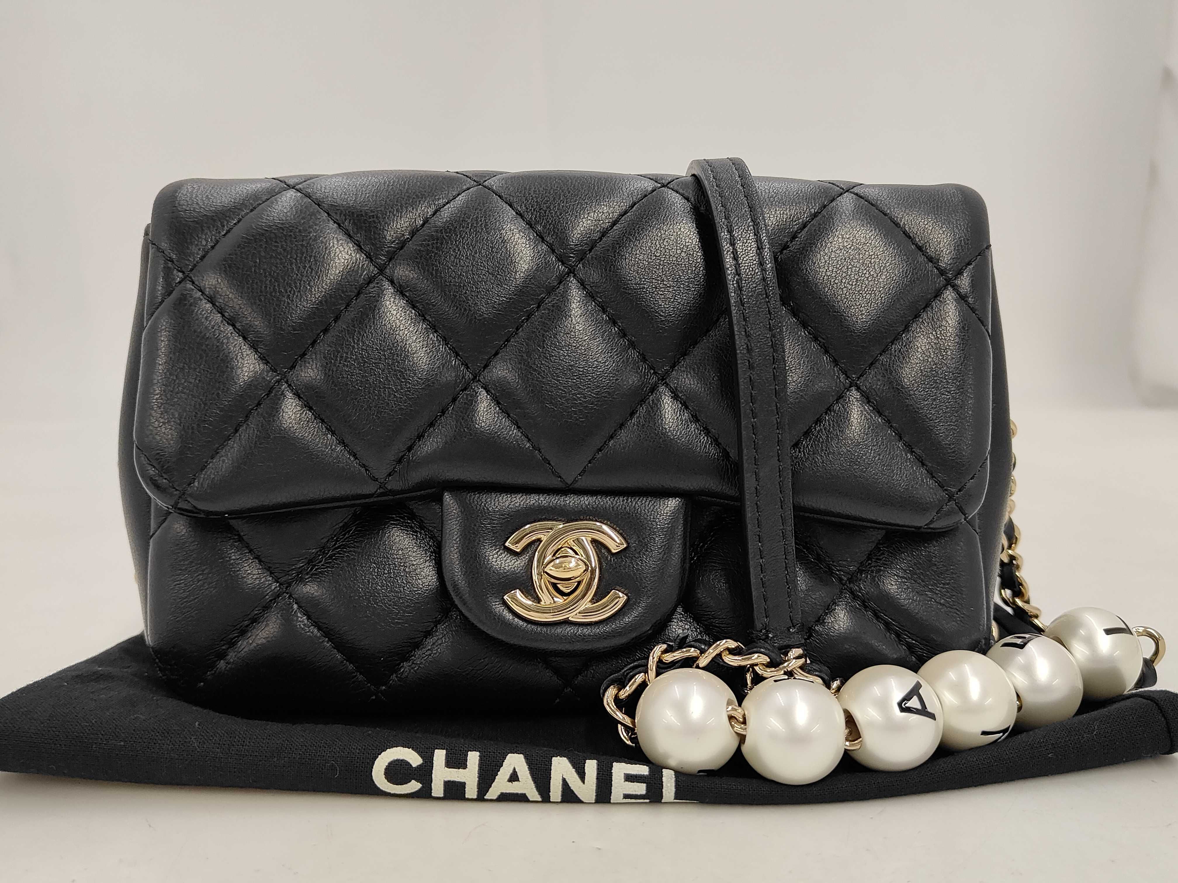 Lambskin Mini Matelassé Pearl Black Shoulder Bag