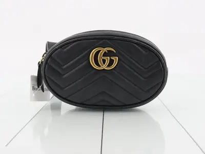 GG Marmont Quilted Leather Black Belt Waist Bag