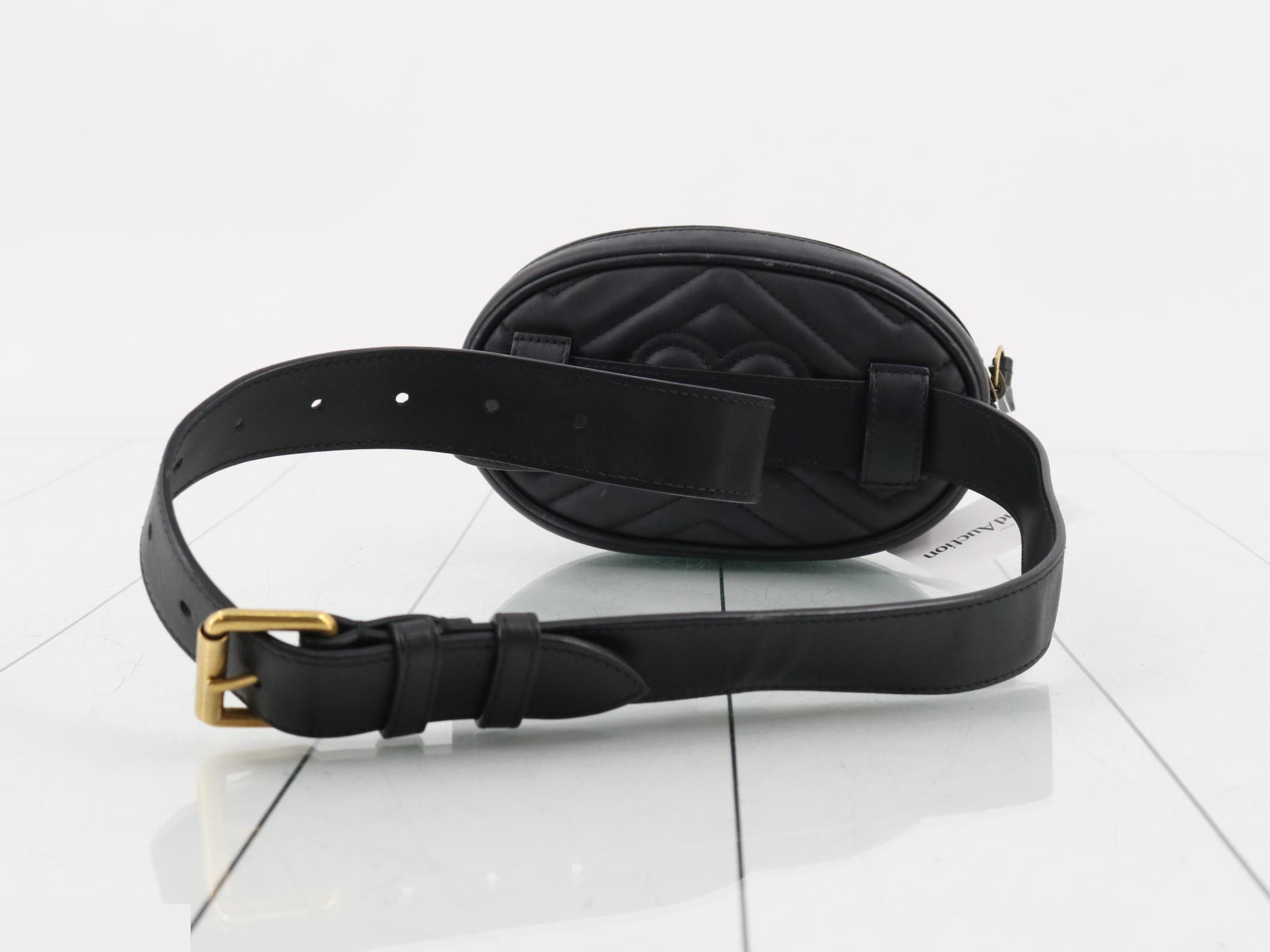 GG Marmont Quilted Leather Black Belt Waist Bag — view 2