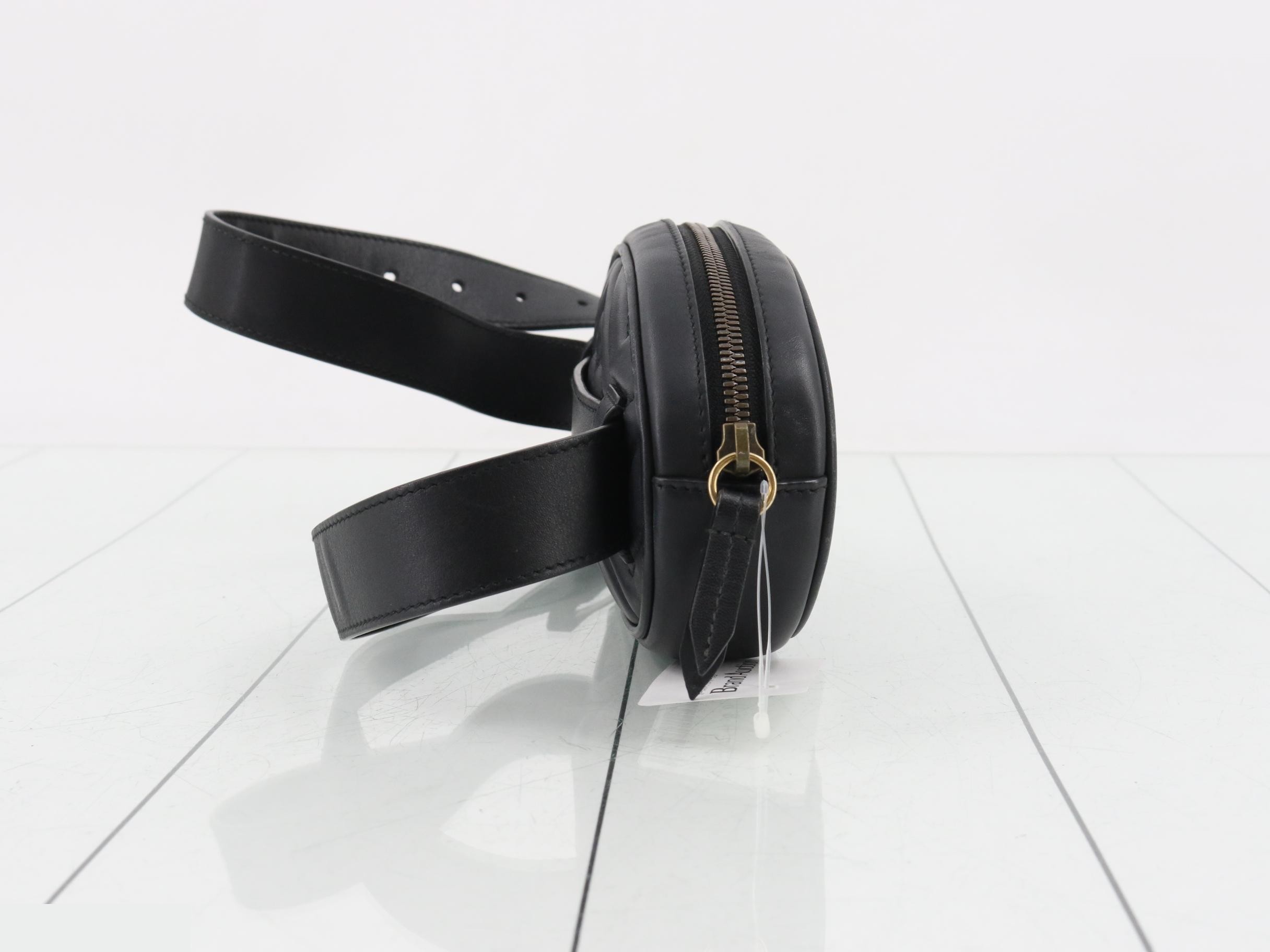 GG Marmont Quilted Leather Black Belt Waist Bag — view 4
