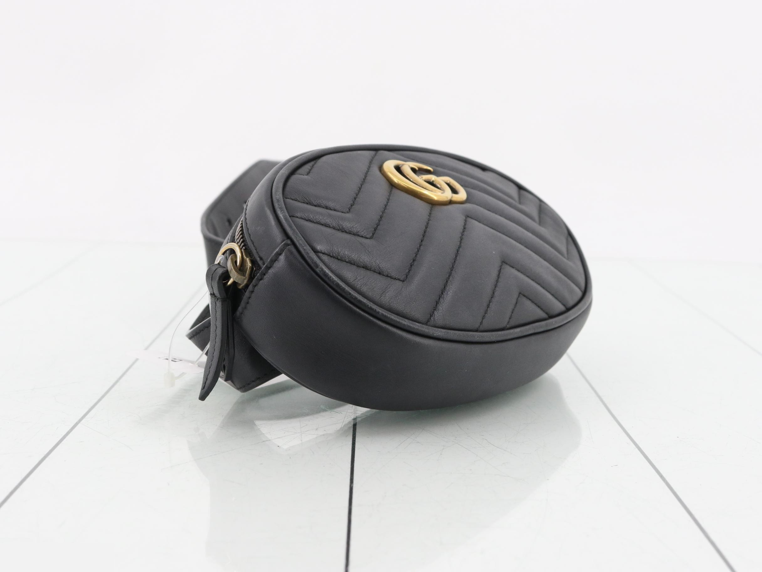 GG Marmont Quilted Leather Black Belt Waist Bag — view 5