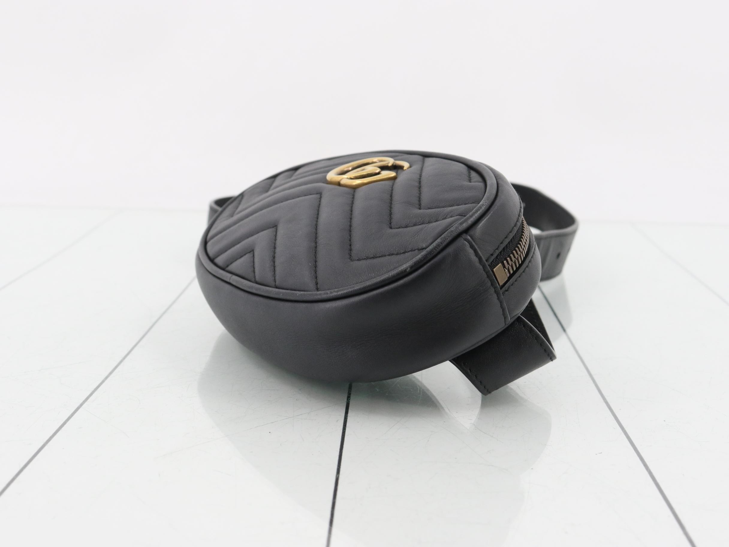 GG Marmont Quilted Leather Black Belt Waist Bag — view 6