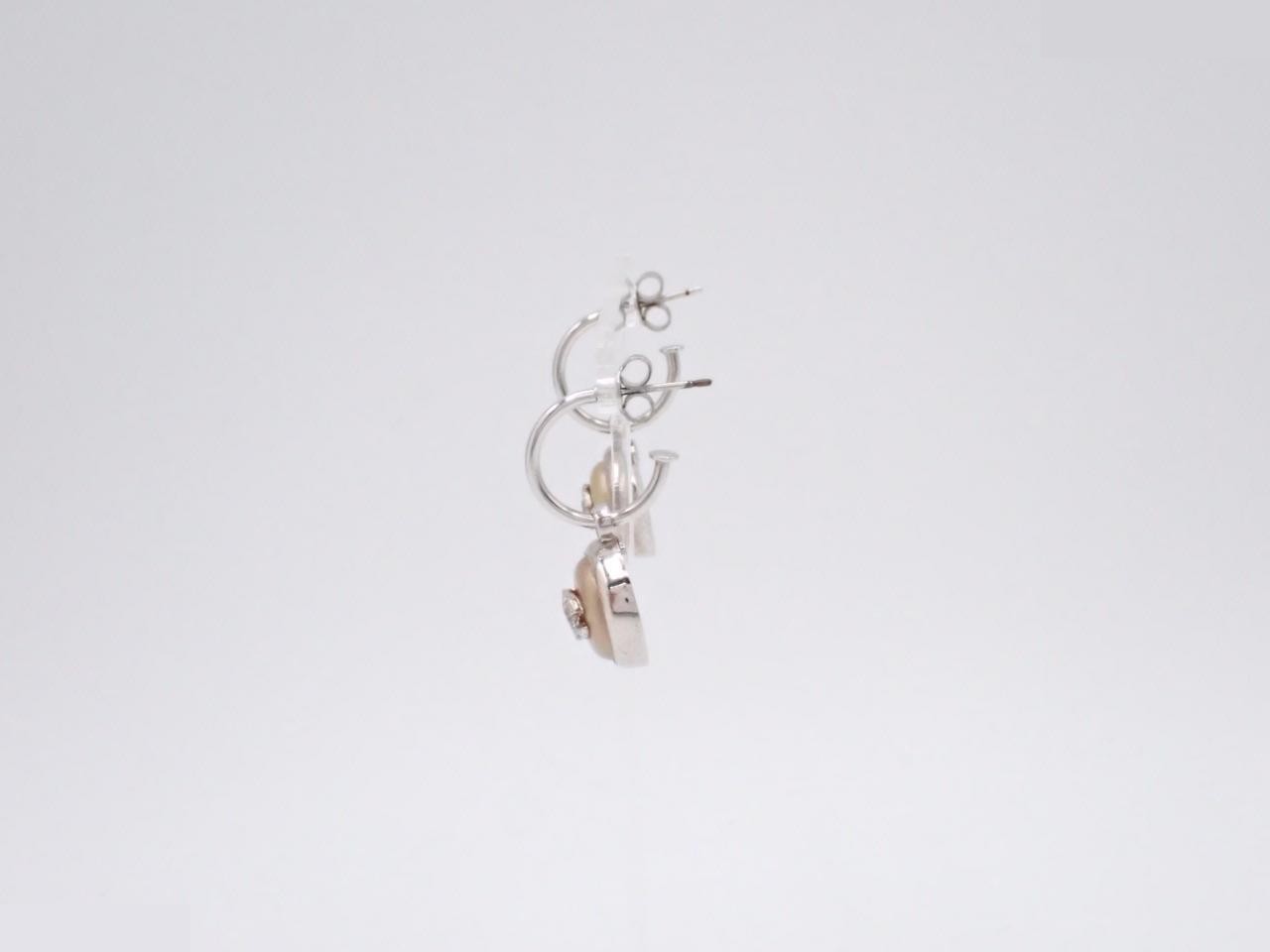 Coco Mark Faux Pearl Swing Earrings, Gold x Beige Pearl, Size 0 — view 3