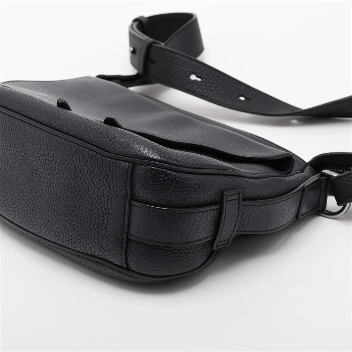 Saddle Leather 2-Way Shoulder Bag, Black — view 3