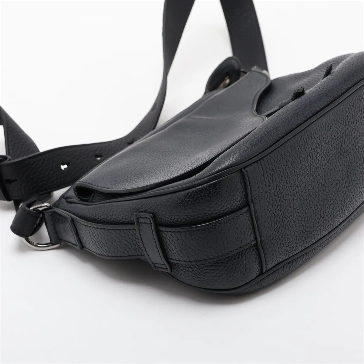 Saddle Leather 2-Way Shoulder Bag, Black — view 4