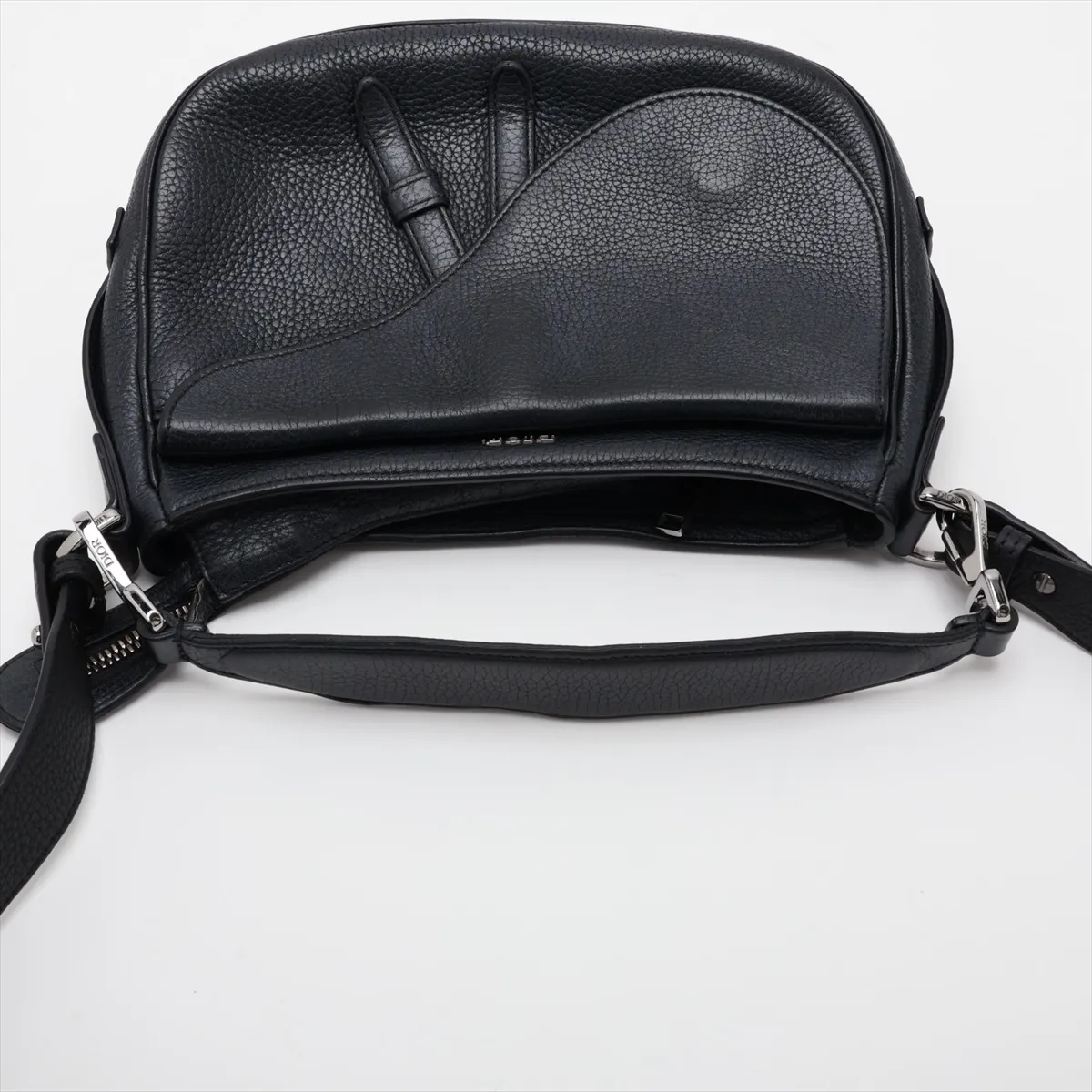 Saddle Leather 2-Way Shoulder Bag, Black — view 5