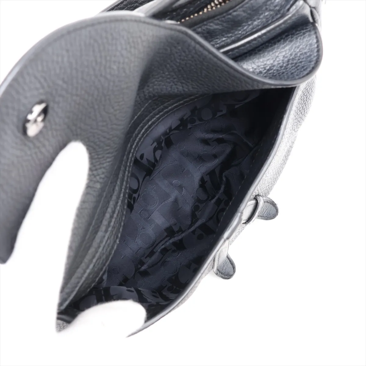 Saddle Leather 2-Way Shoulder Bag, Black — view 10