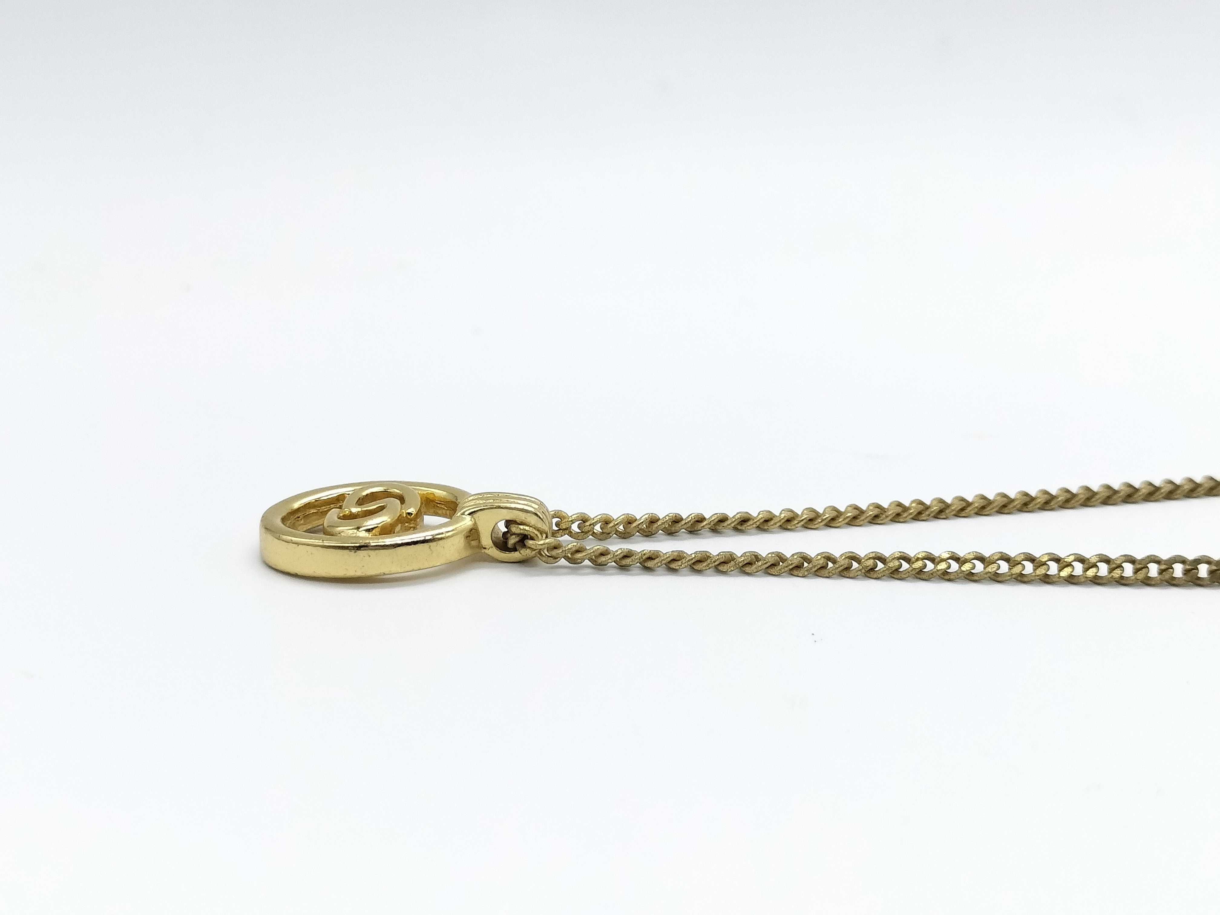 CD logo gold oval pendant necklace — view 2
