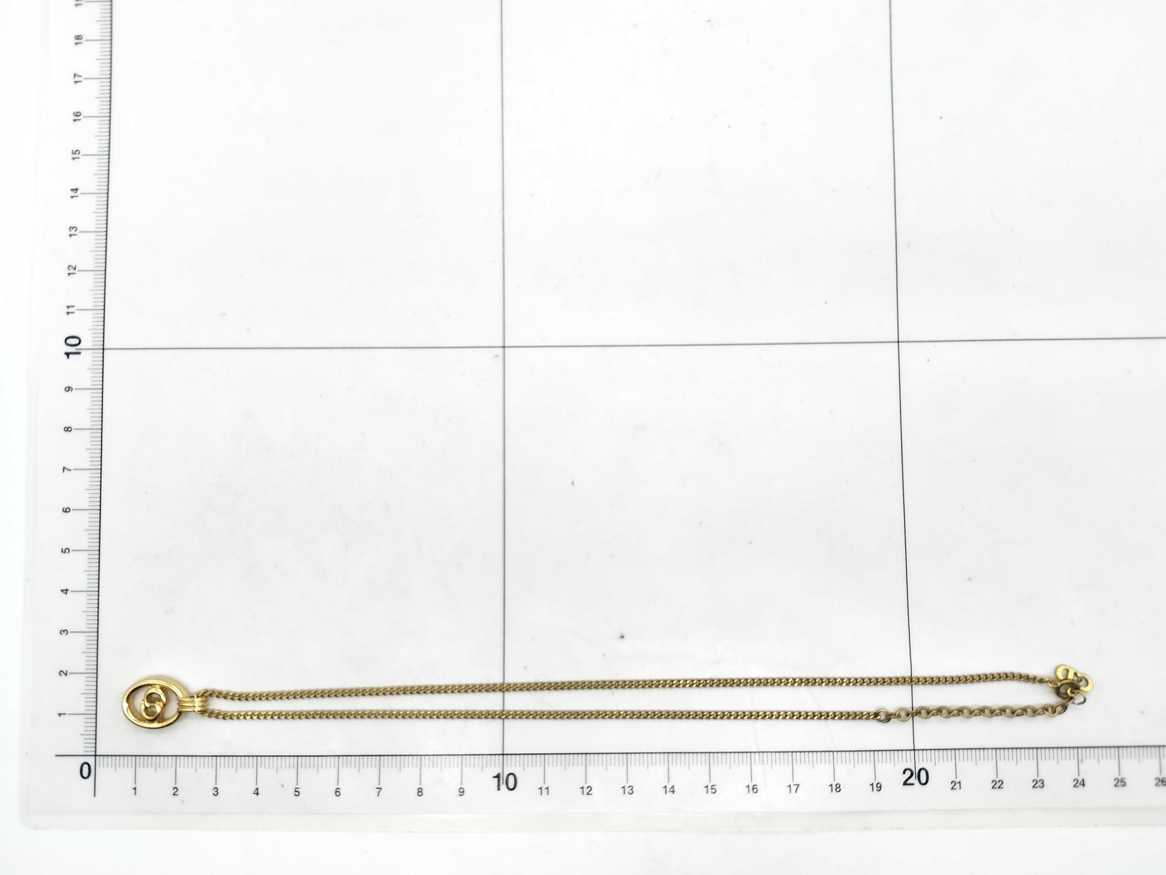 CD logo gold oval pendant necklace — view 7