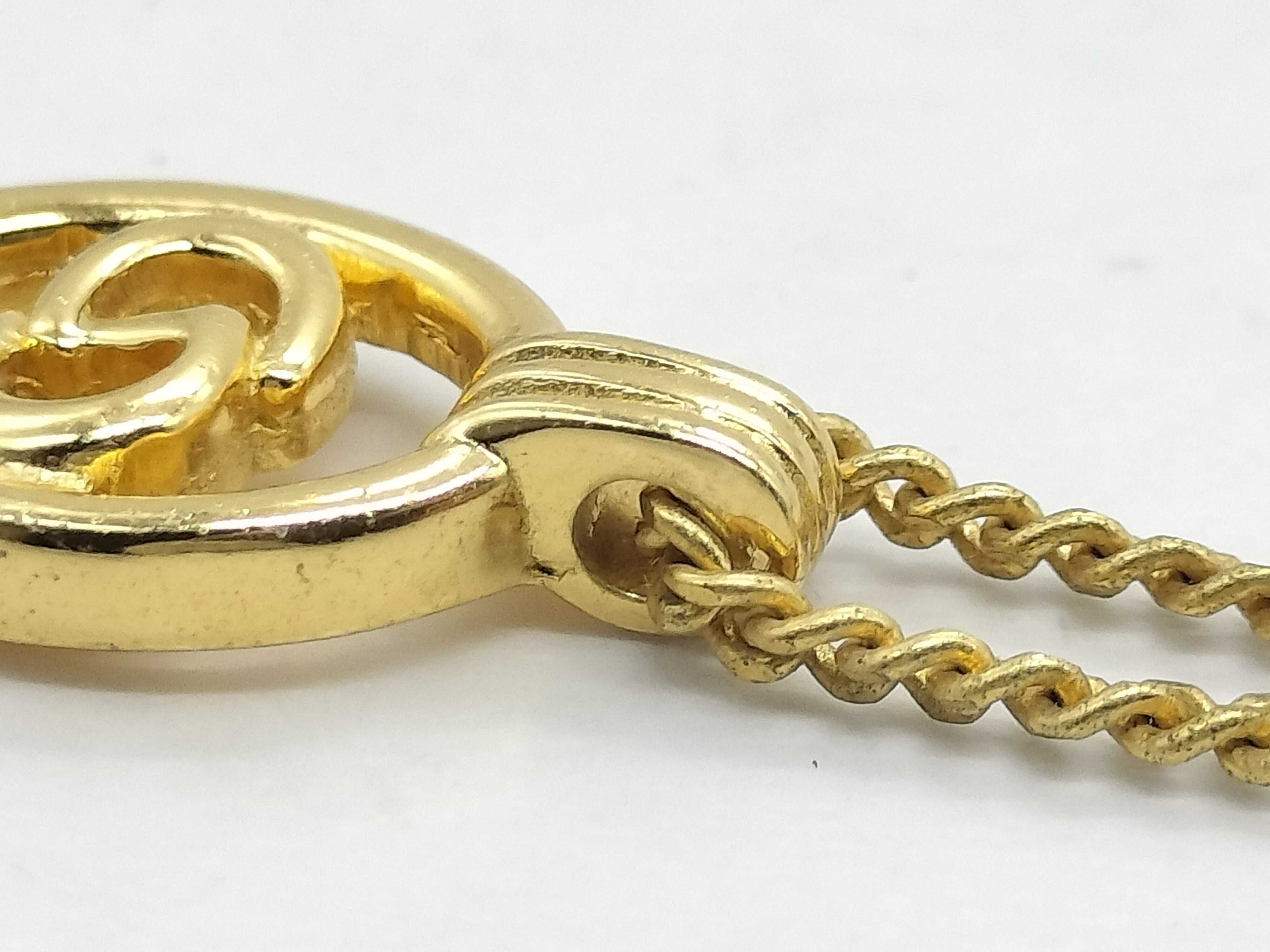 CD logo gold oval pendant necklace — view 8