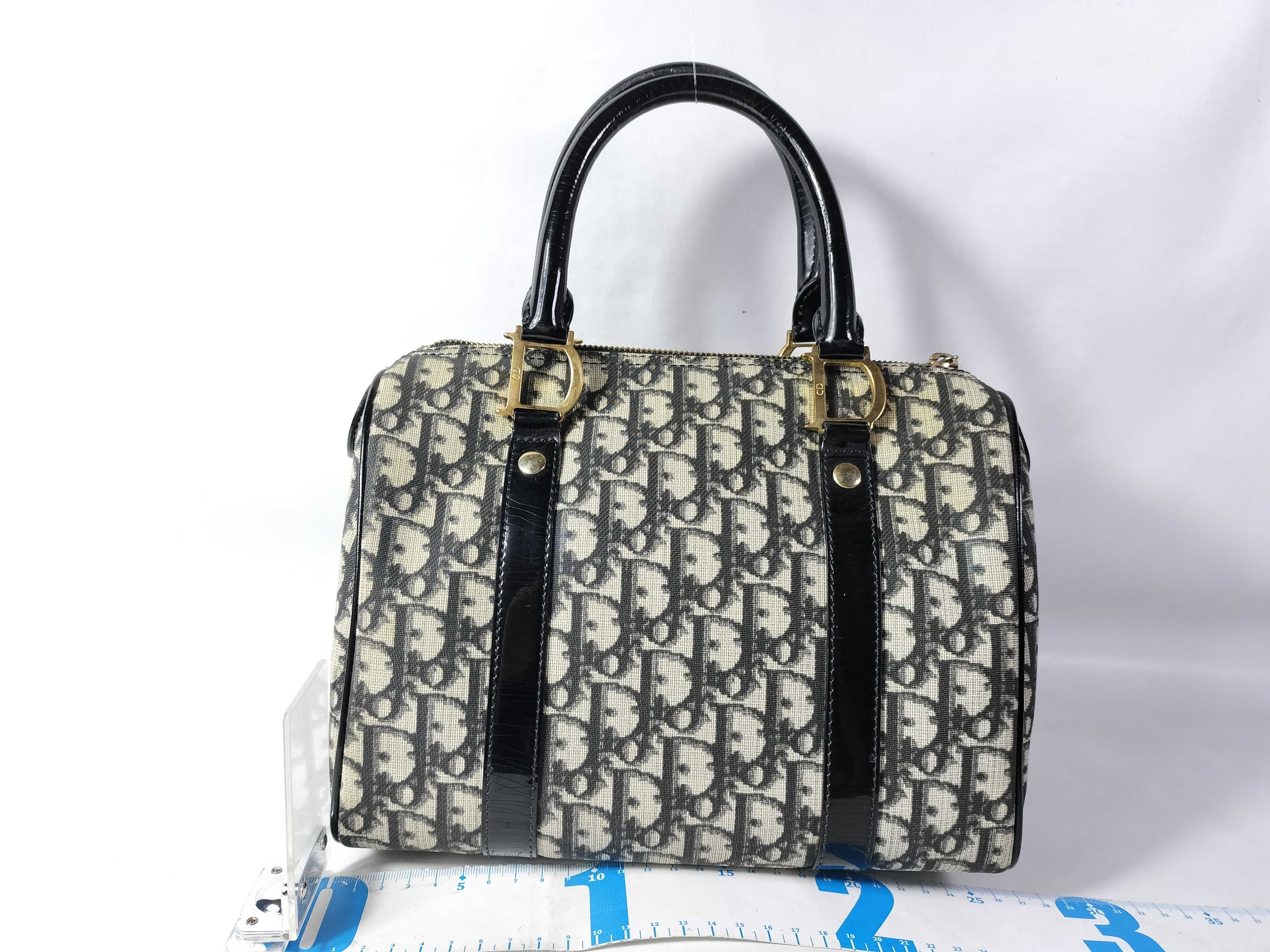 Mini Boston Bag with CD Logo, Trotter Pattern, PVC, Gold Hardware, Handbag — view 2