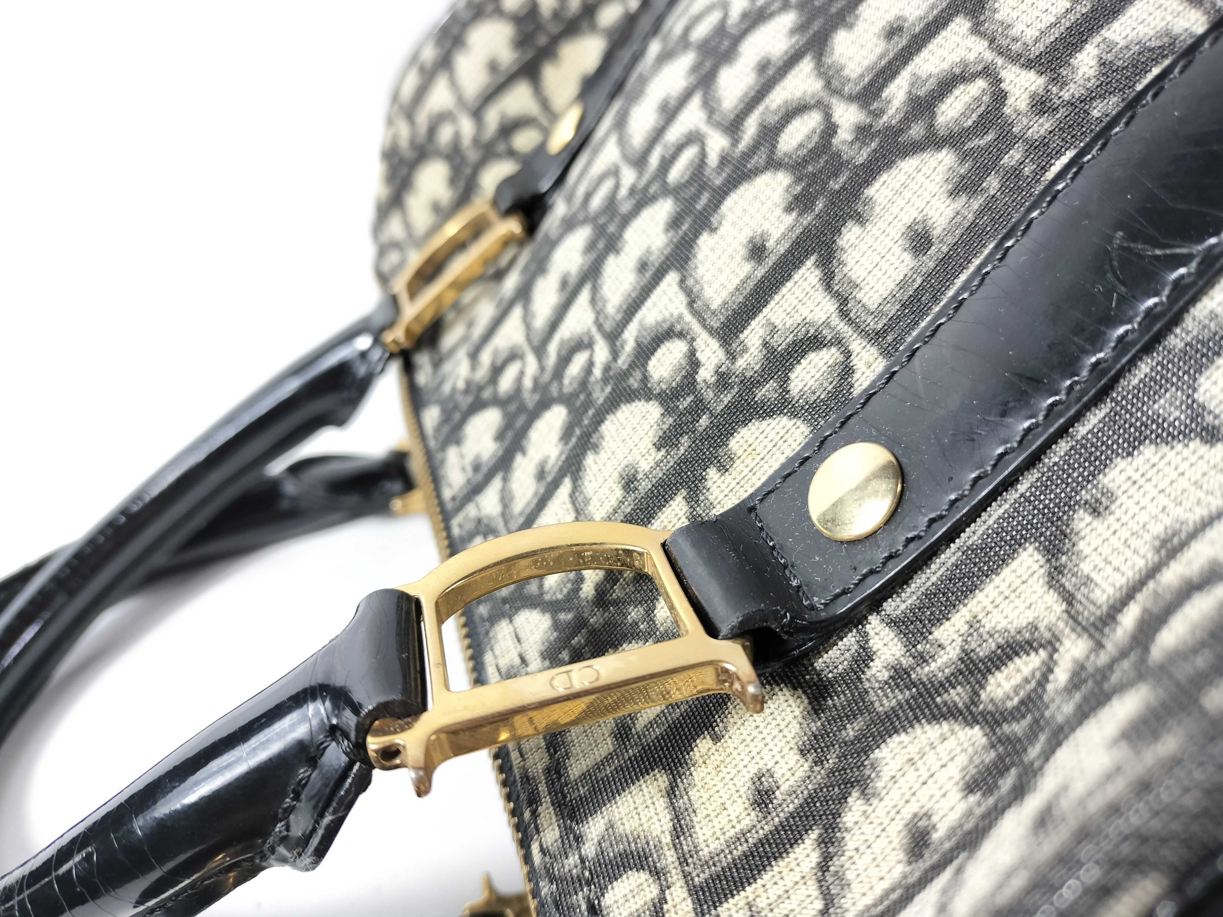 Mini Boston Bag with CD Logo, Trotter Pattern, PVC, Gold Hardware, Handbag — view 4