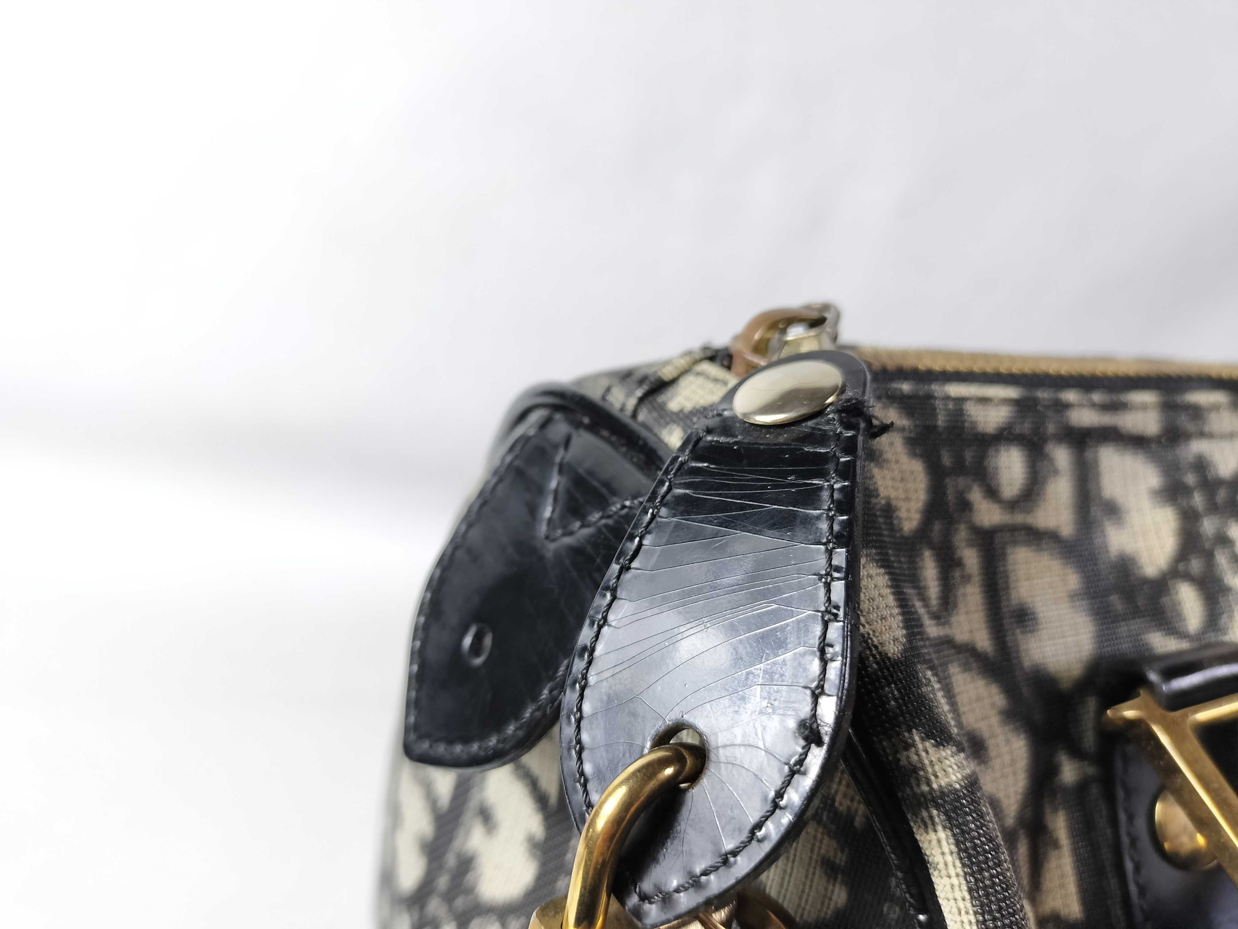 Mini Boston Bag with CD Logo, Trotter Pattern, PVC, Gold Hardware, Handbag — view 8