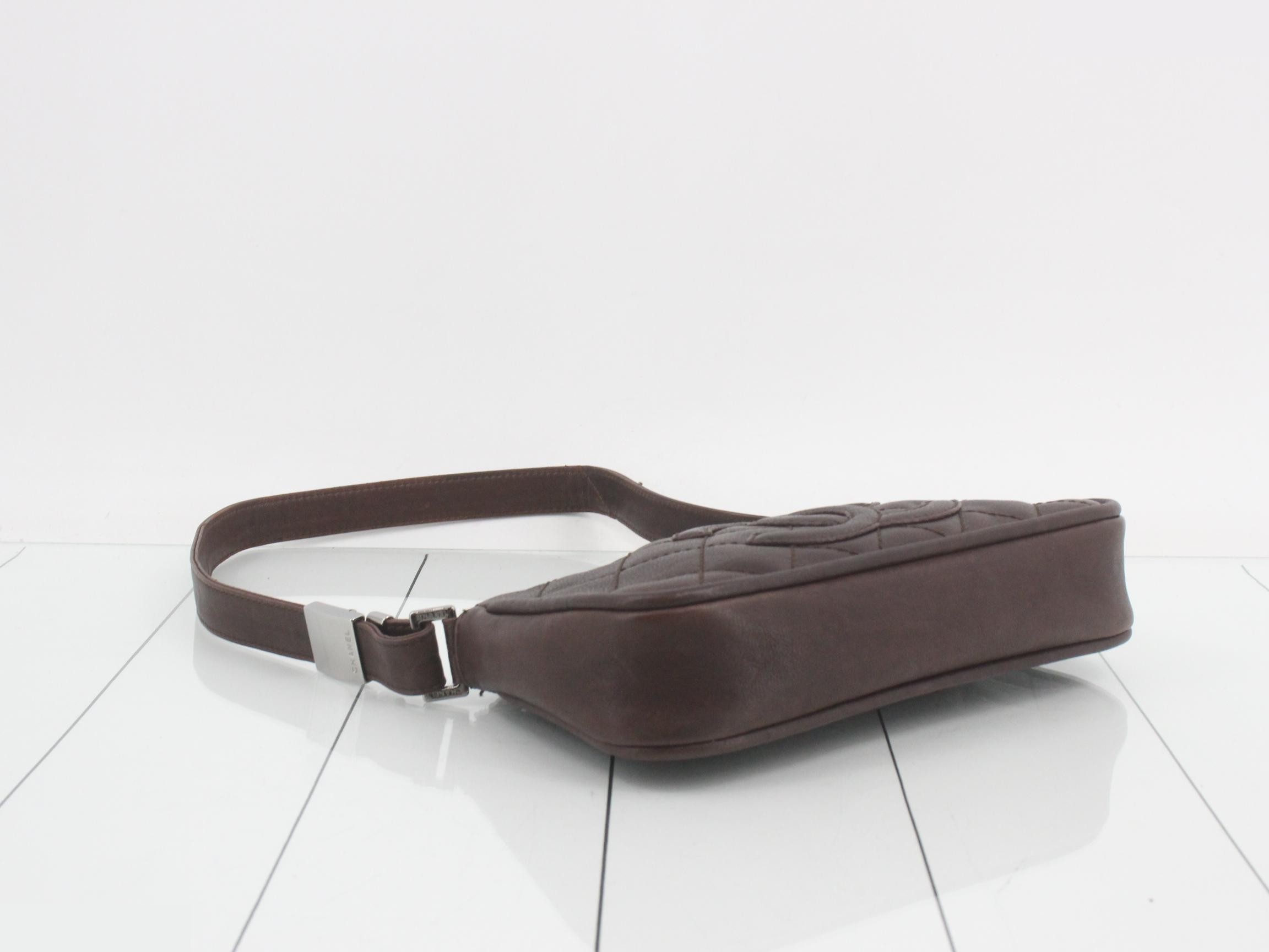 CC Logo Leather Bag, Brown, Quilted Pouch — view 5