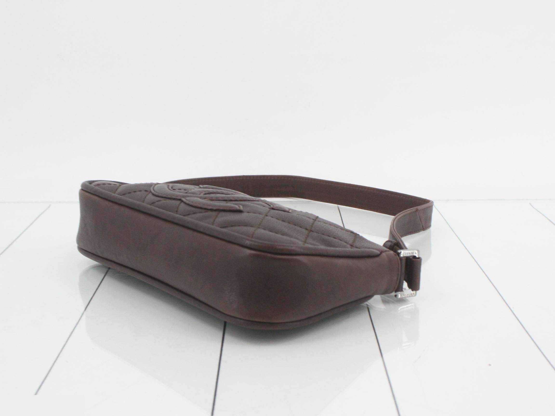 CC Logo Leather Bag, Brown, Quilted Pouch — view 6