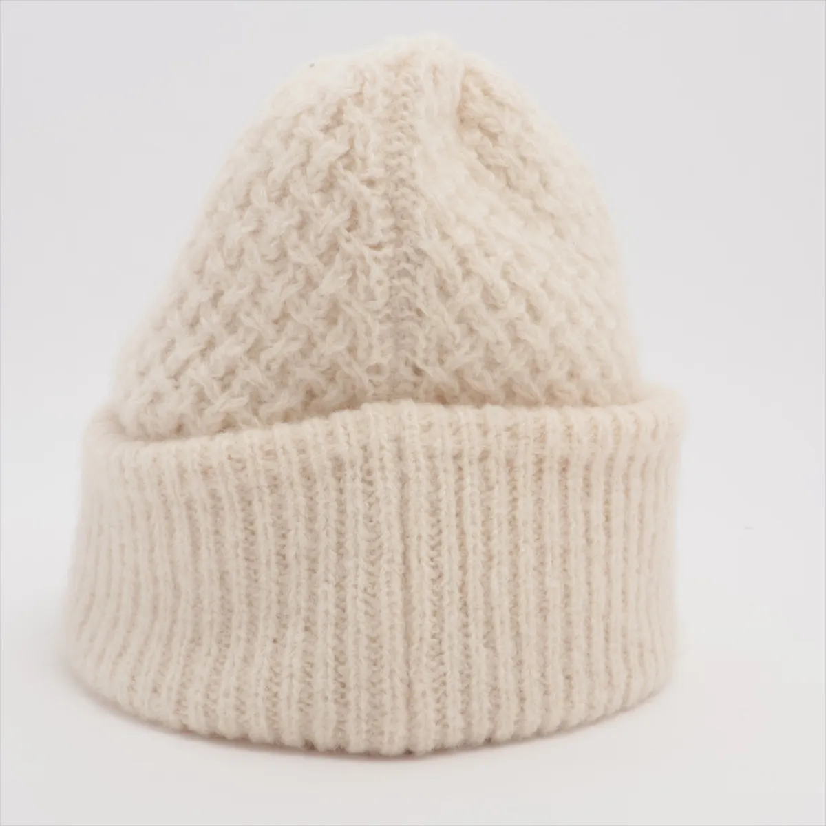 Cocomark Knit Cap Cashmere x Silk Ivory Thread Fuzzing fraying — view 3