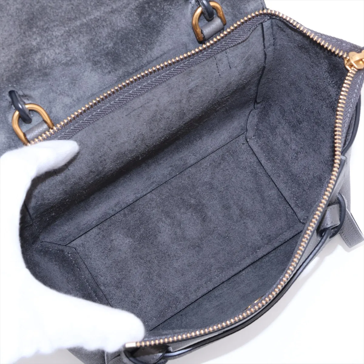 Belt Bag Nano Leather 2-Way Handbag, Gray — view 8