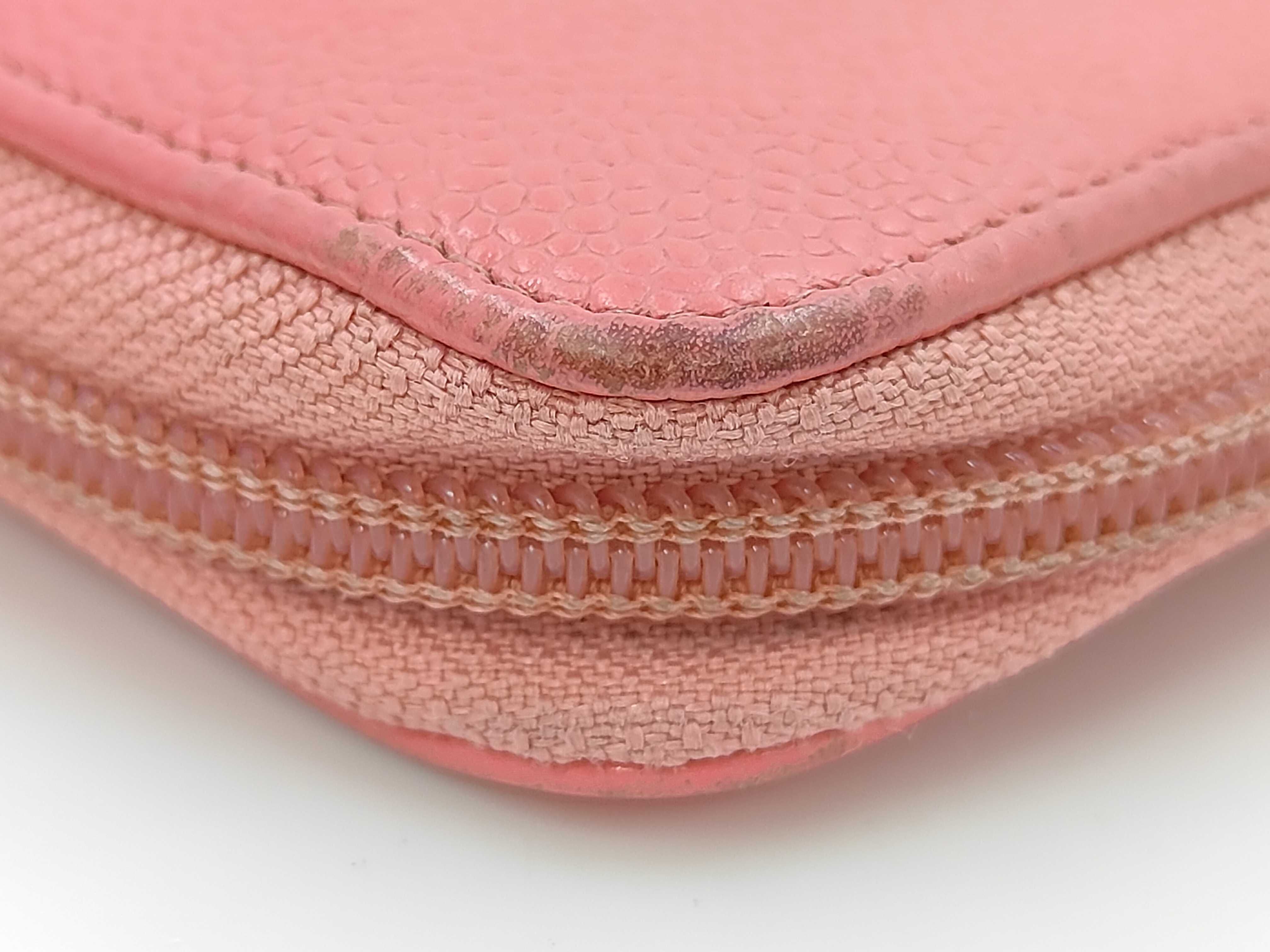 Round Zipper Caviar Leather Pink Long Wallet — view 8