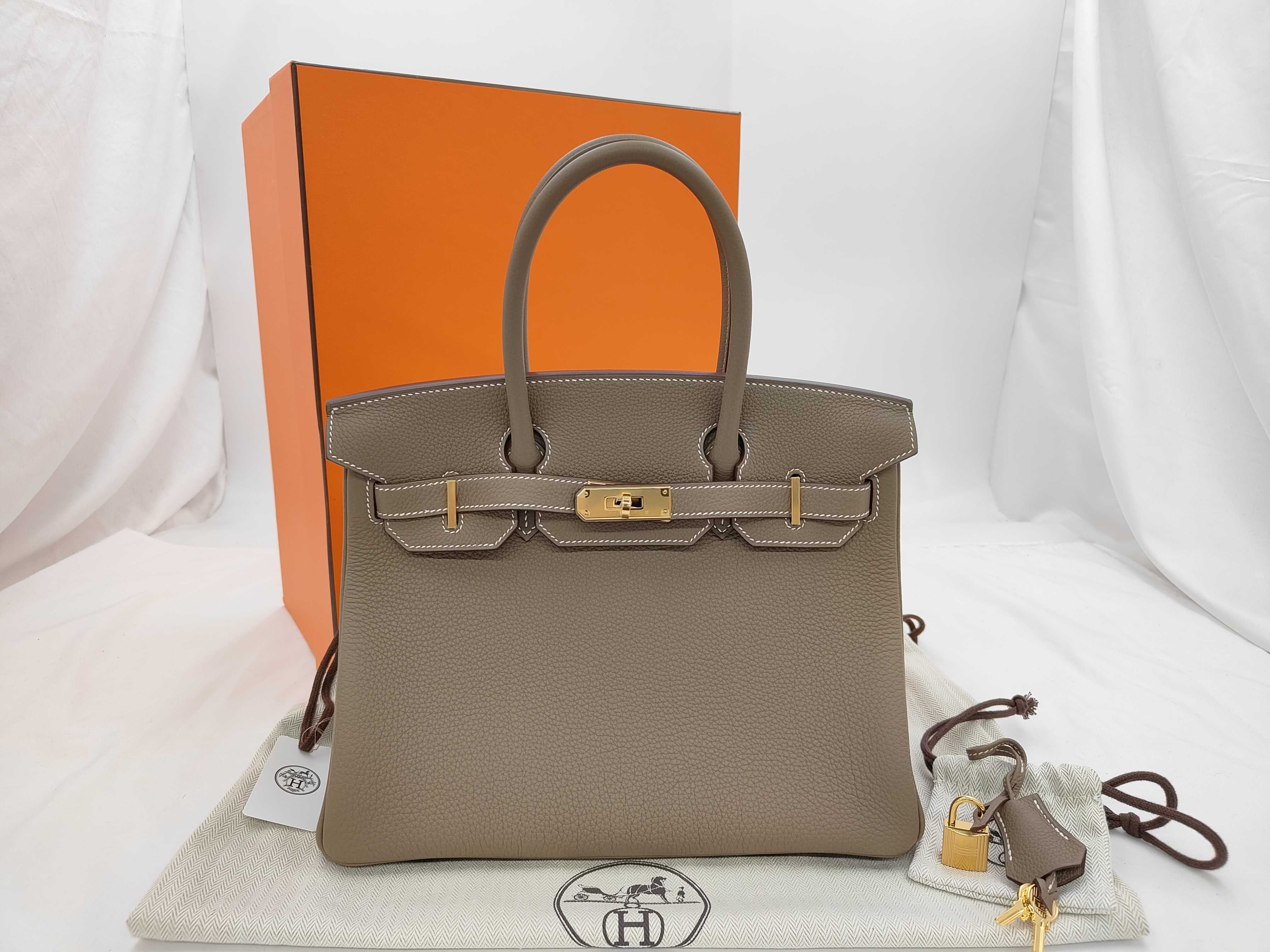 Birkin 30 Etoupe Togo Gold Hardware W Stamp Handbag