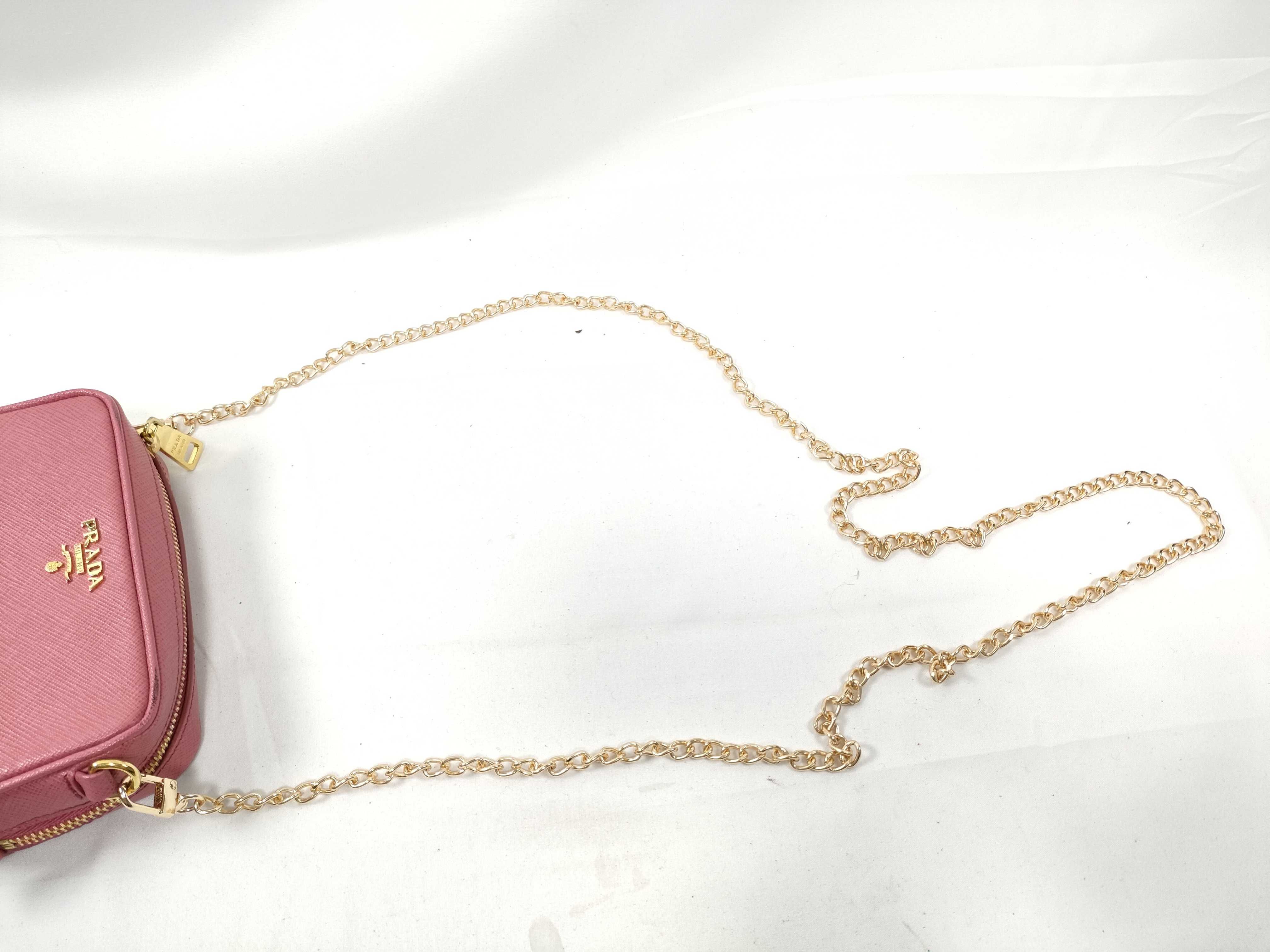 Saffiano Chain Shoulder Bag, Pink — view 6