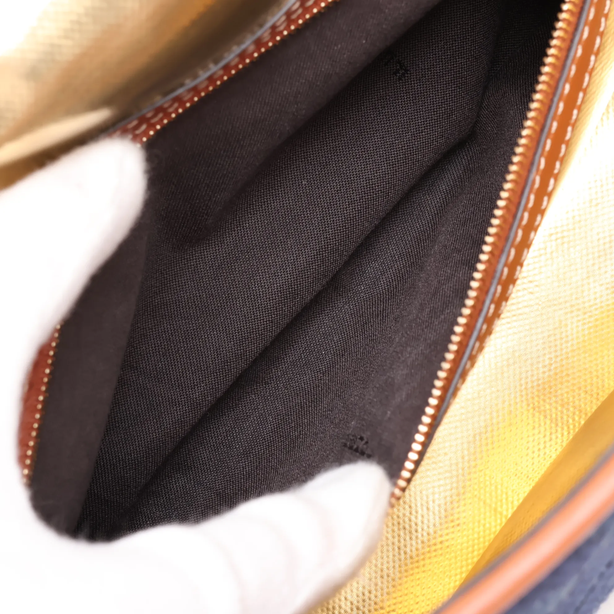 Mamma Bucket Canvas x Leather 2-Way Shoulder Bag, Navy x Brown, 8BR600 — view 7
