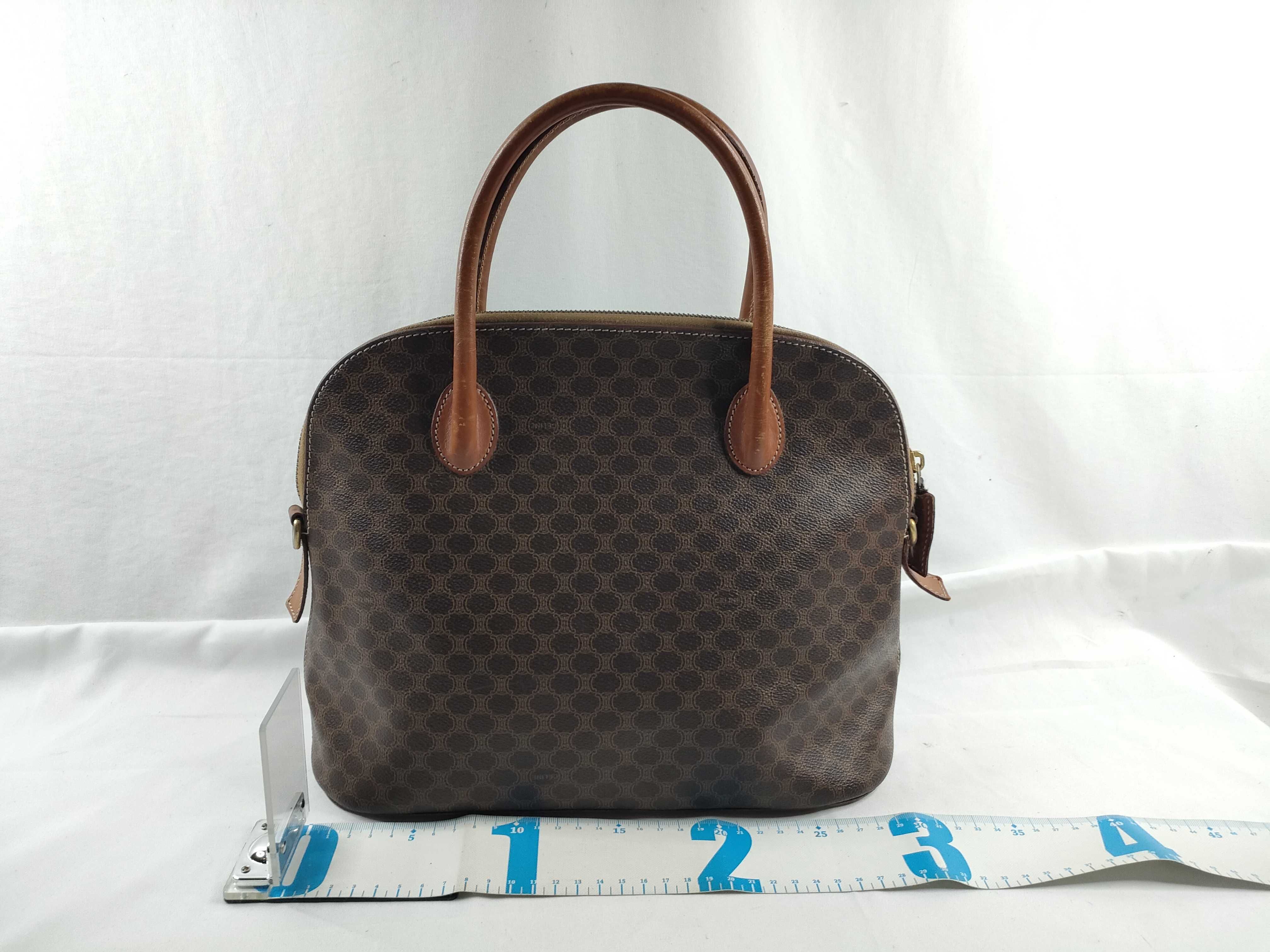 handbag, Celine Macadam handbag, dome-shaped, PVC leather, Triomphe brown handbag — view 2
