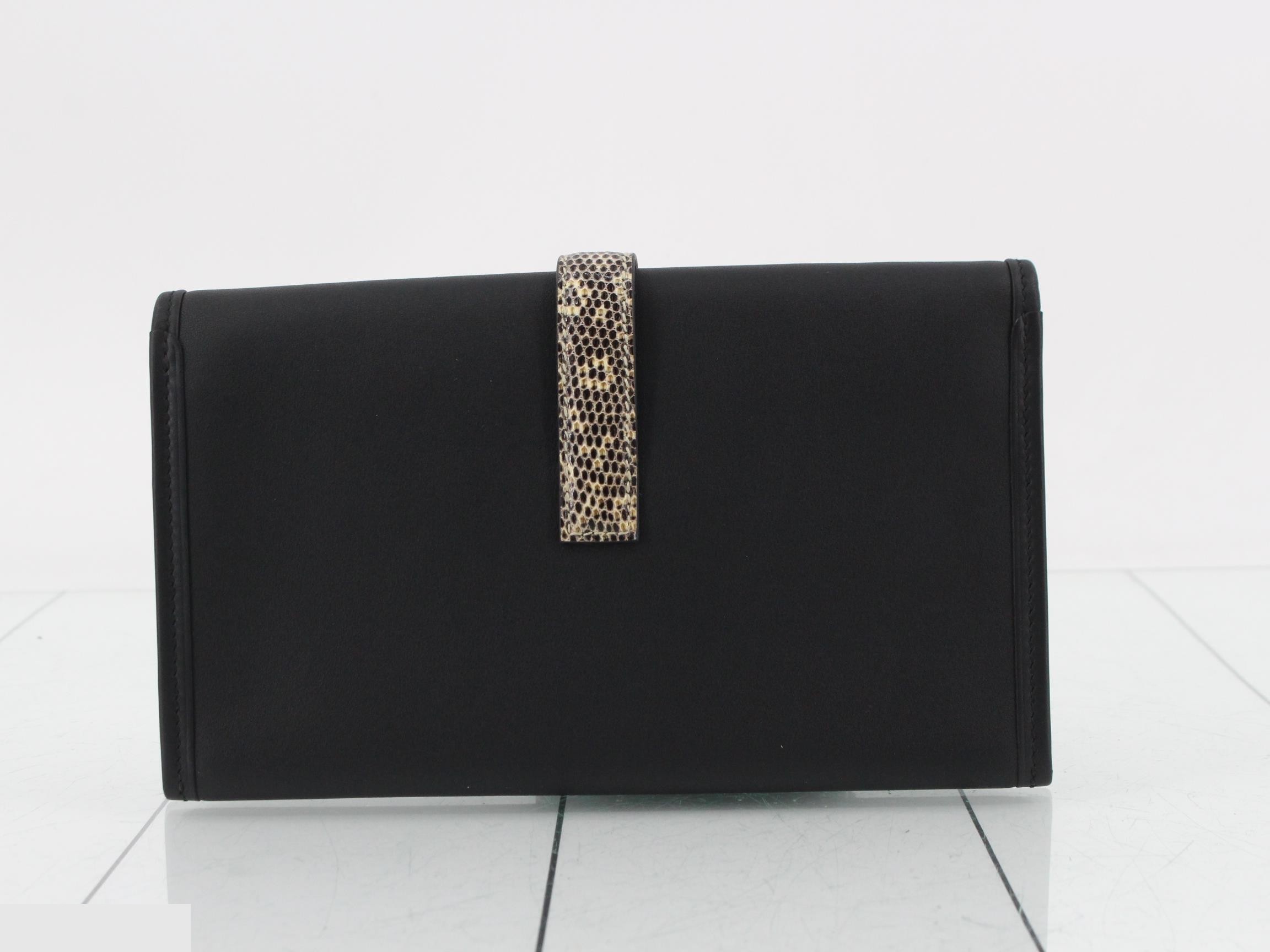 Jije Duo Leather/Lizard Bi-fold Long Wallet, Black — view 2