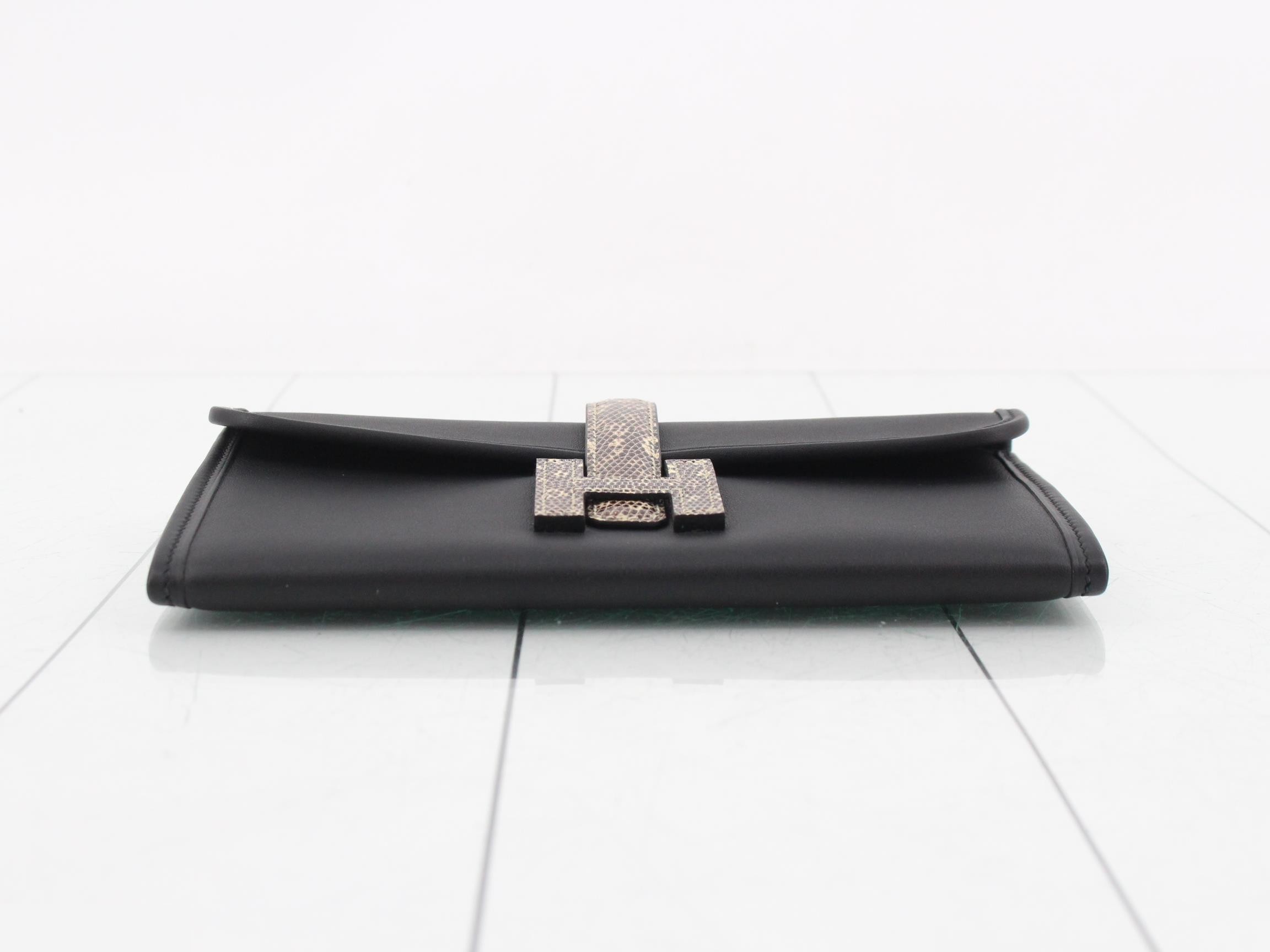 Jije Duo Leather/Lizard Bi-fold Long Wallet, Black — view 3
