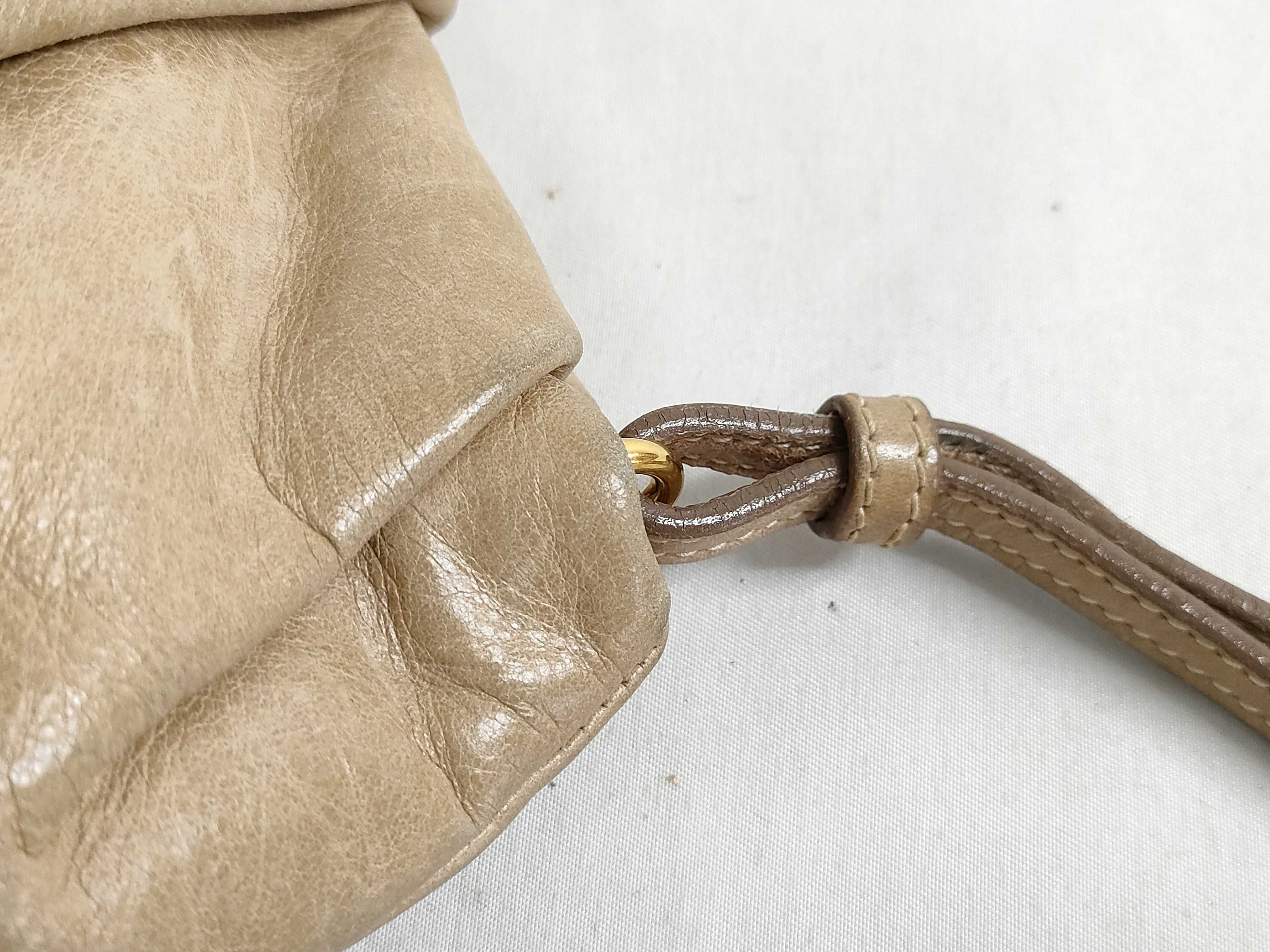 Leather Mini Pouch with Logo Hardware, Beige, Prada Pouch — view 5