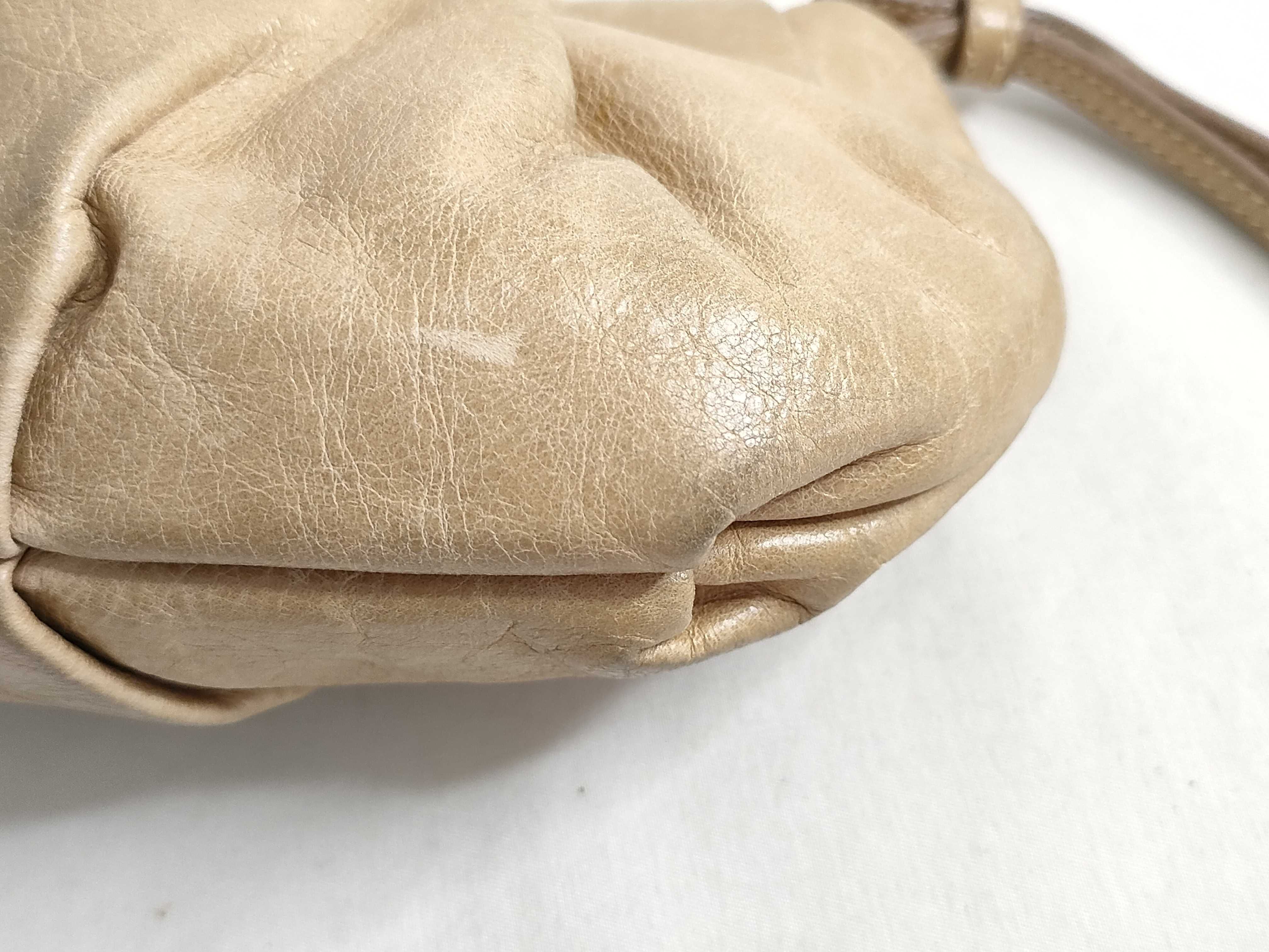 Leather Mini Pouch with Logo Hardware, Beige, Prada Pouch — view 6