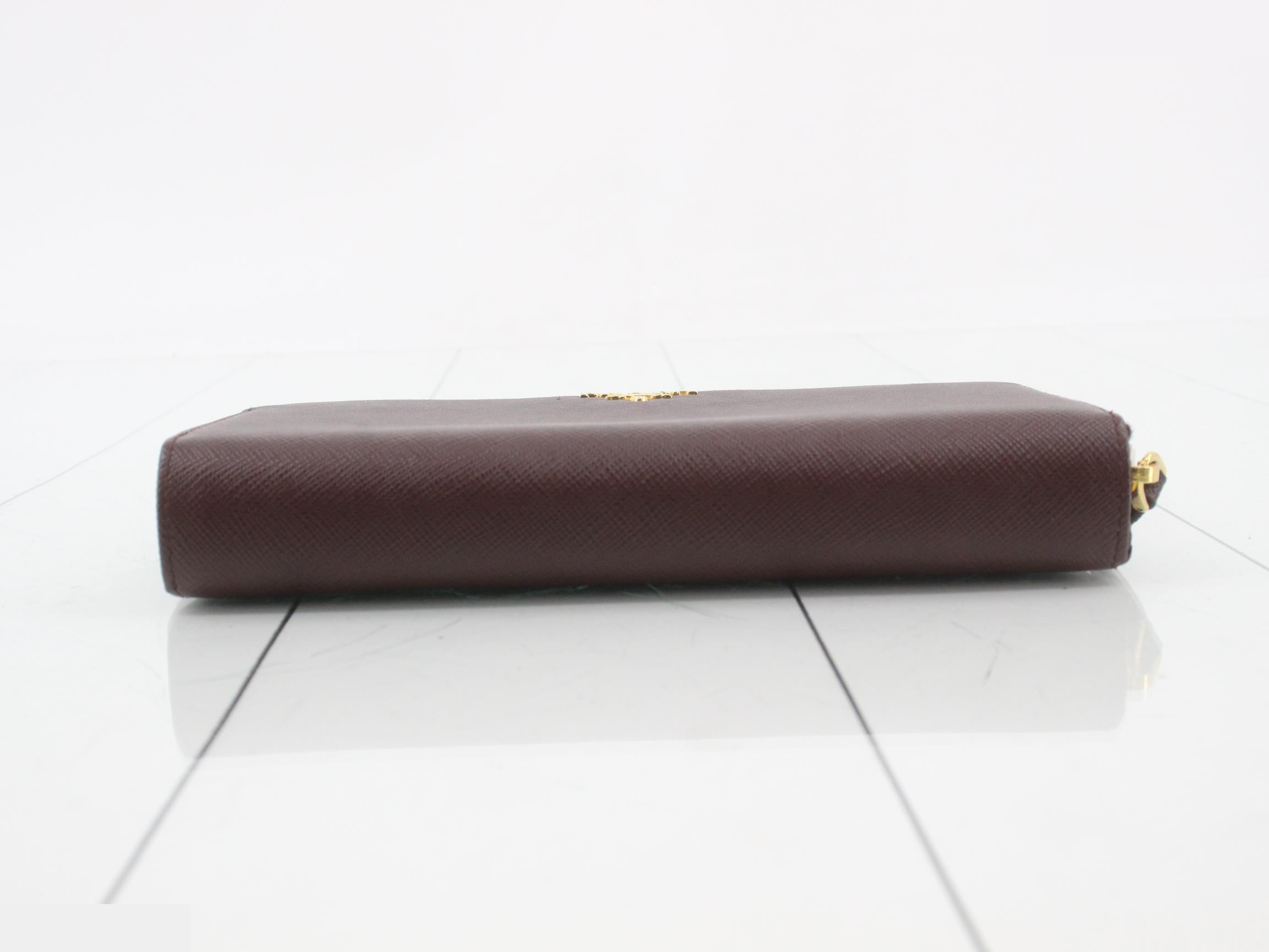 Saffiano round zipper long wallet, dark brown — view 3