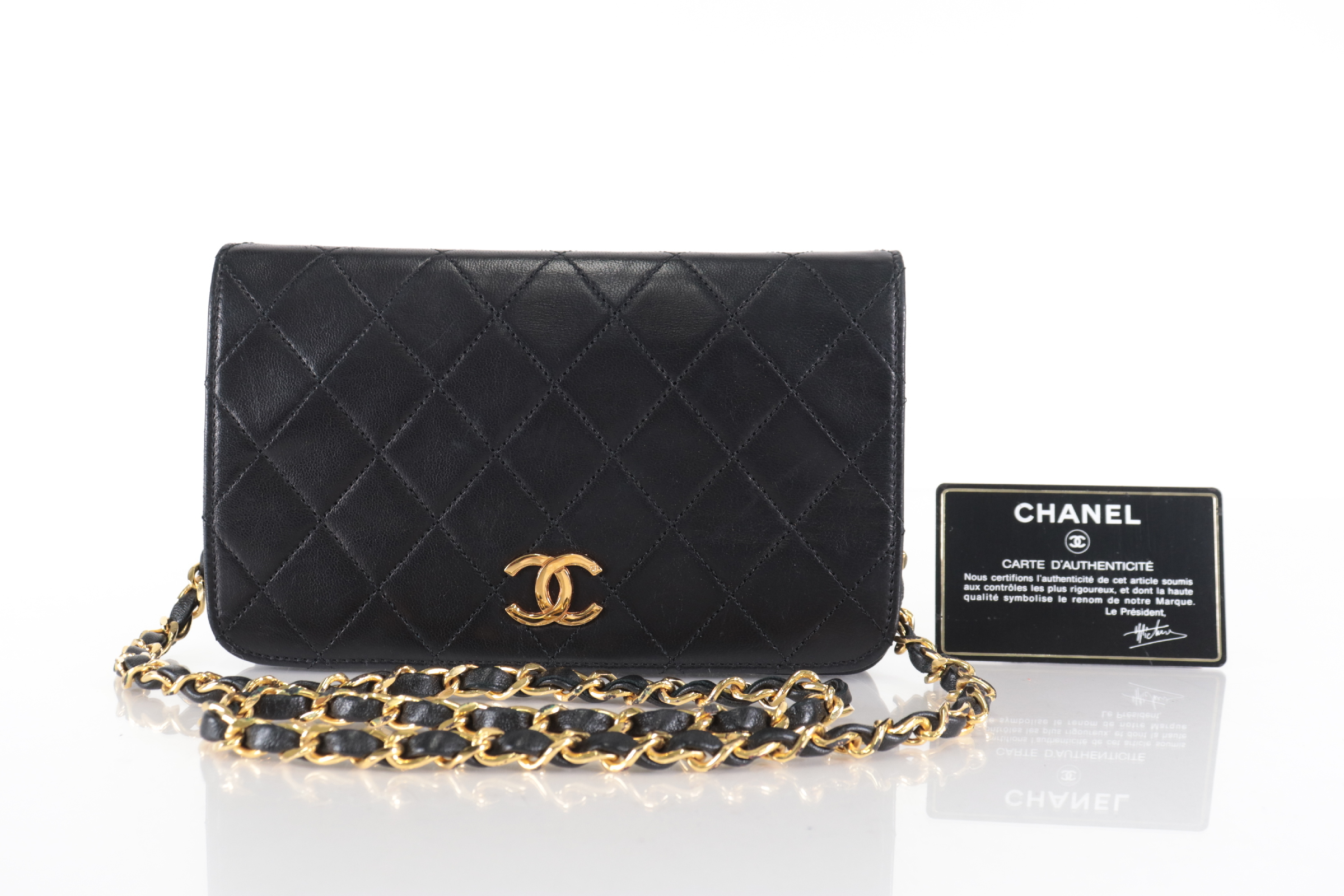Full Flap Push Lambskin Chain Shoulder Bag (Serial Number 0)