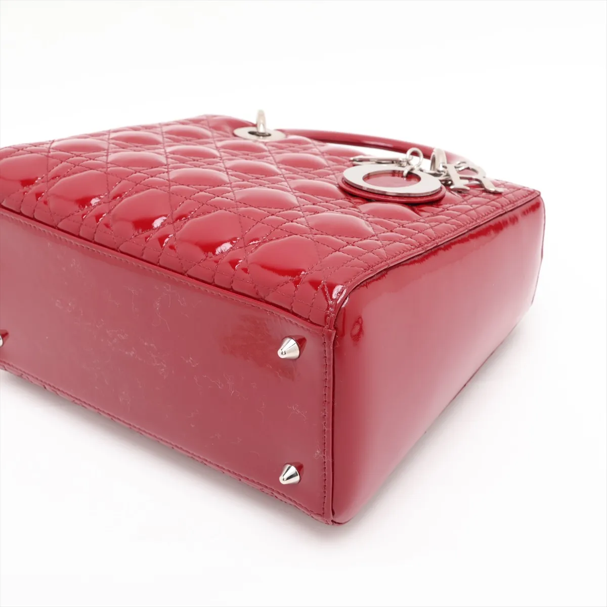 Cannage Lady Dior Patent Leather 2-Way Handbag, Red — view 3