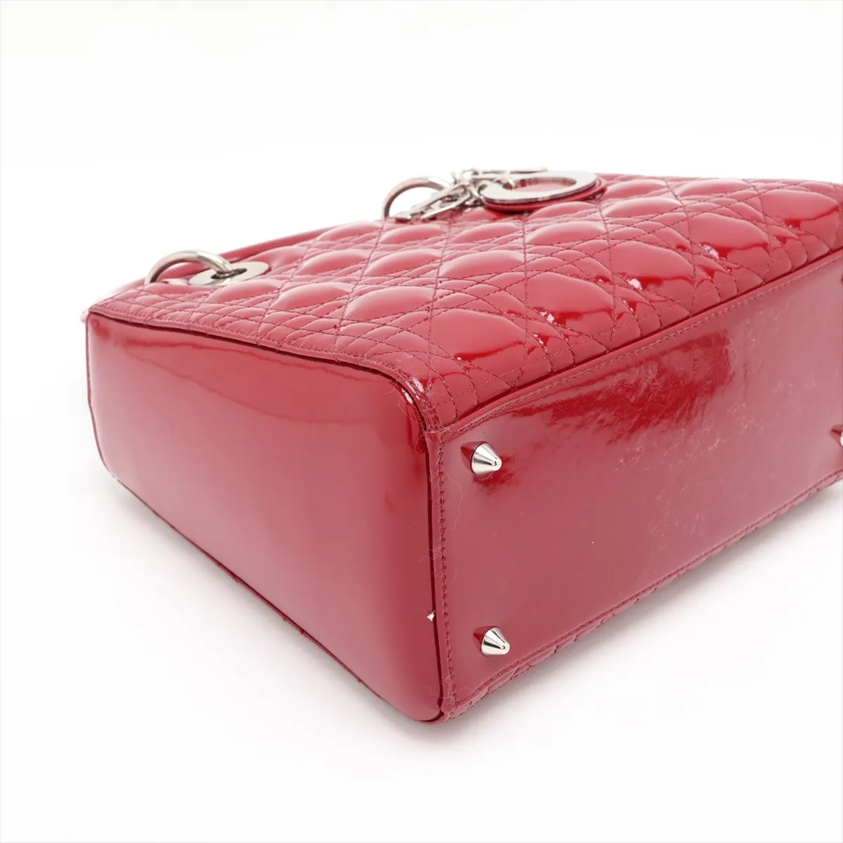 Cannage Lady Dior Patent Leather 2-Way Handbag, Red — view 4